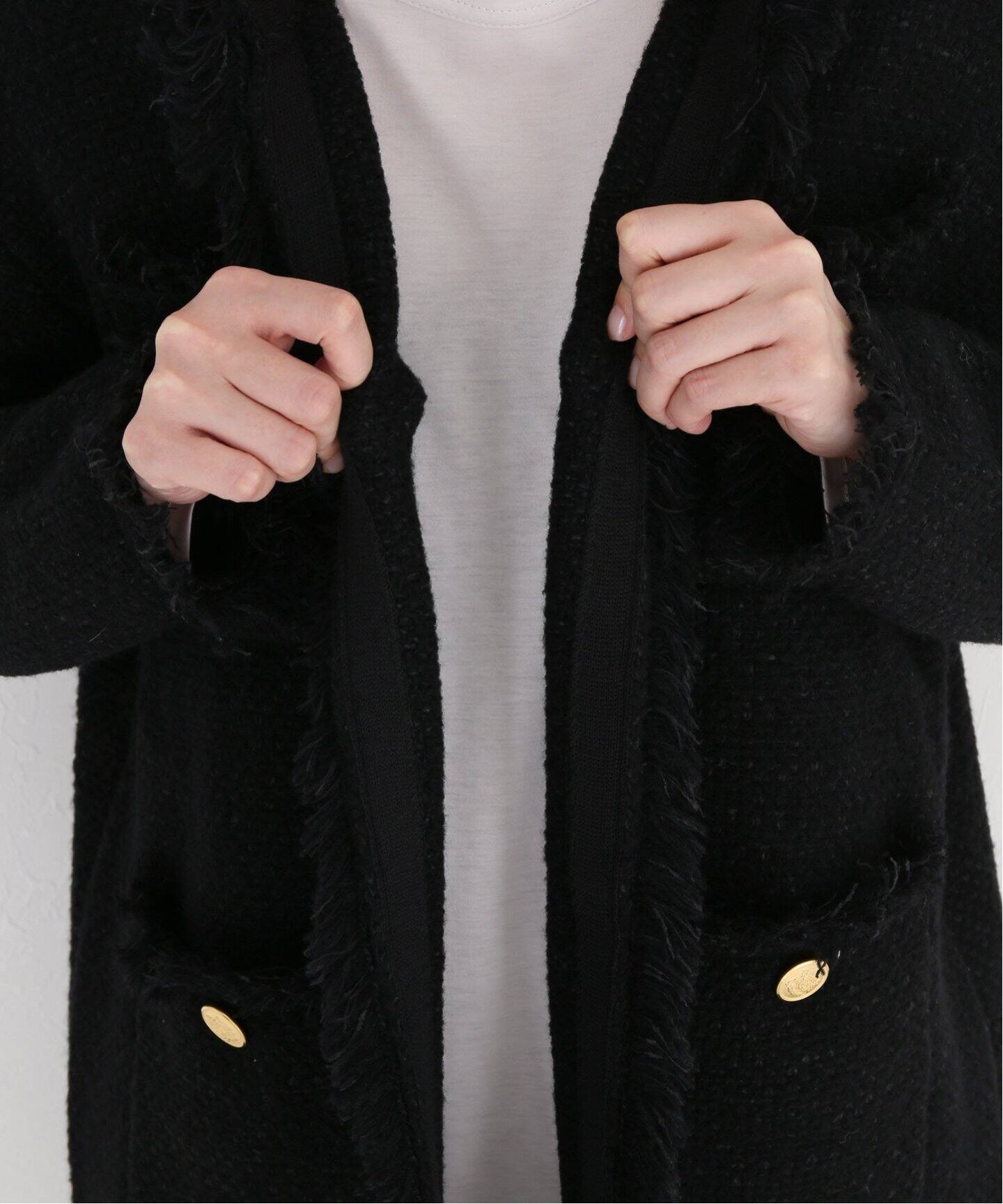 ADAWAS/アダワス】KNIT TWEED ジャケット（ノーカラージャケット 