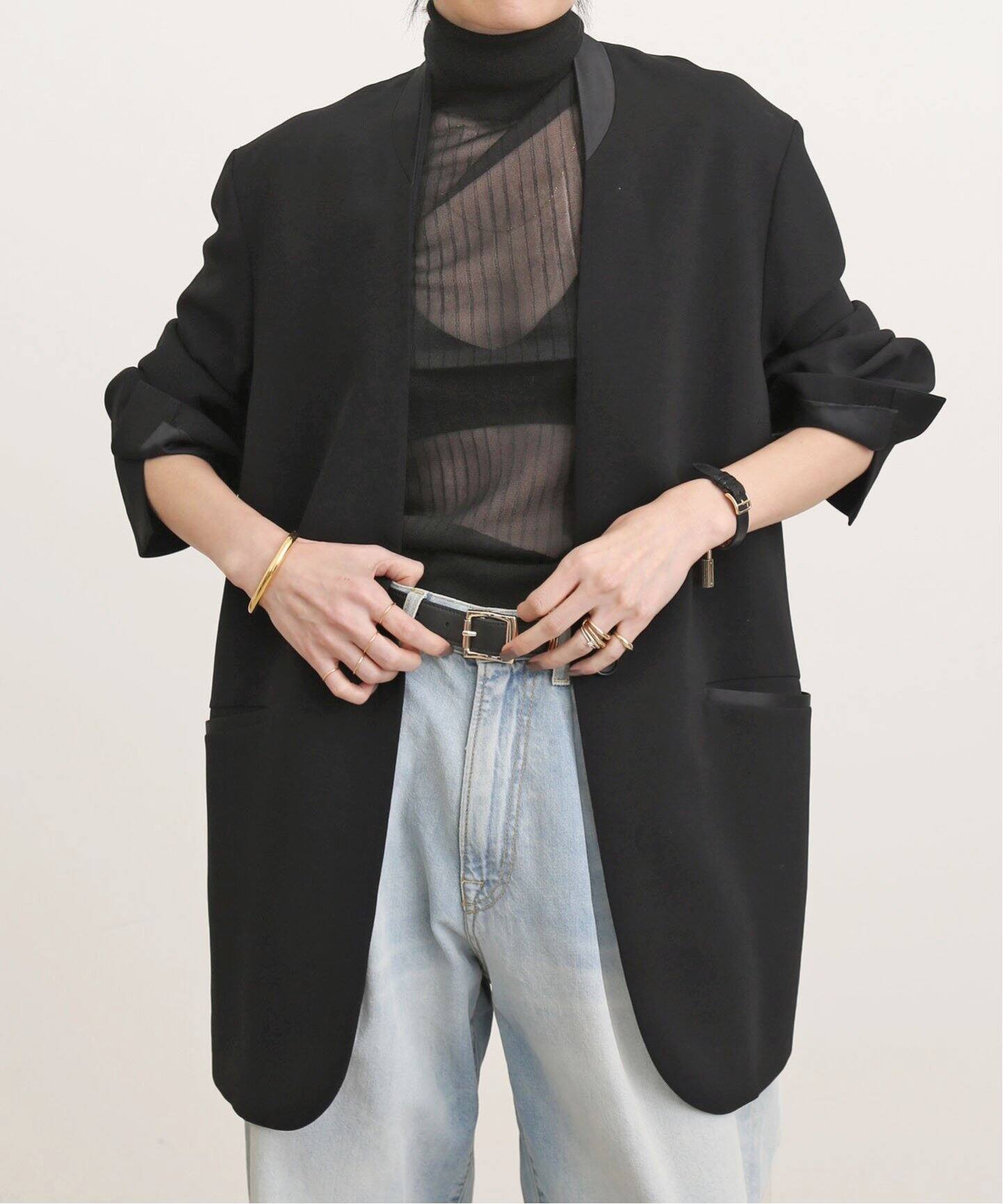 No Collar Relax Jacket（ノーカラージャケット）｜L 