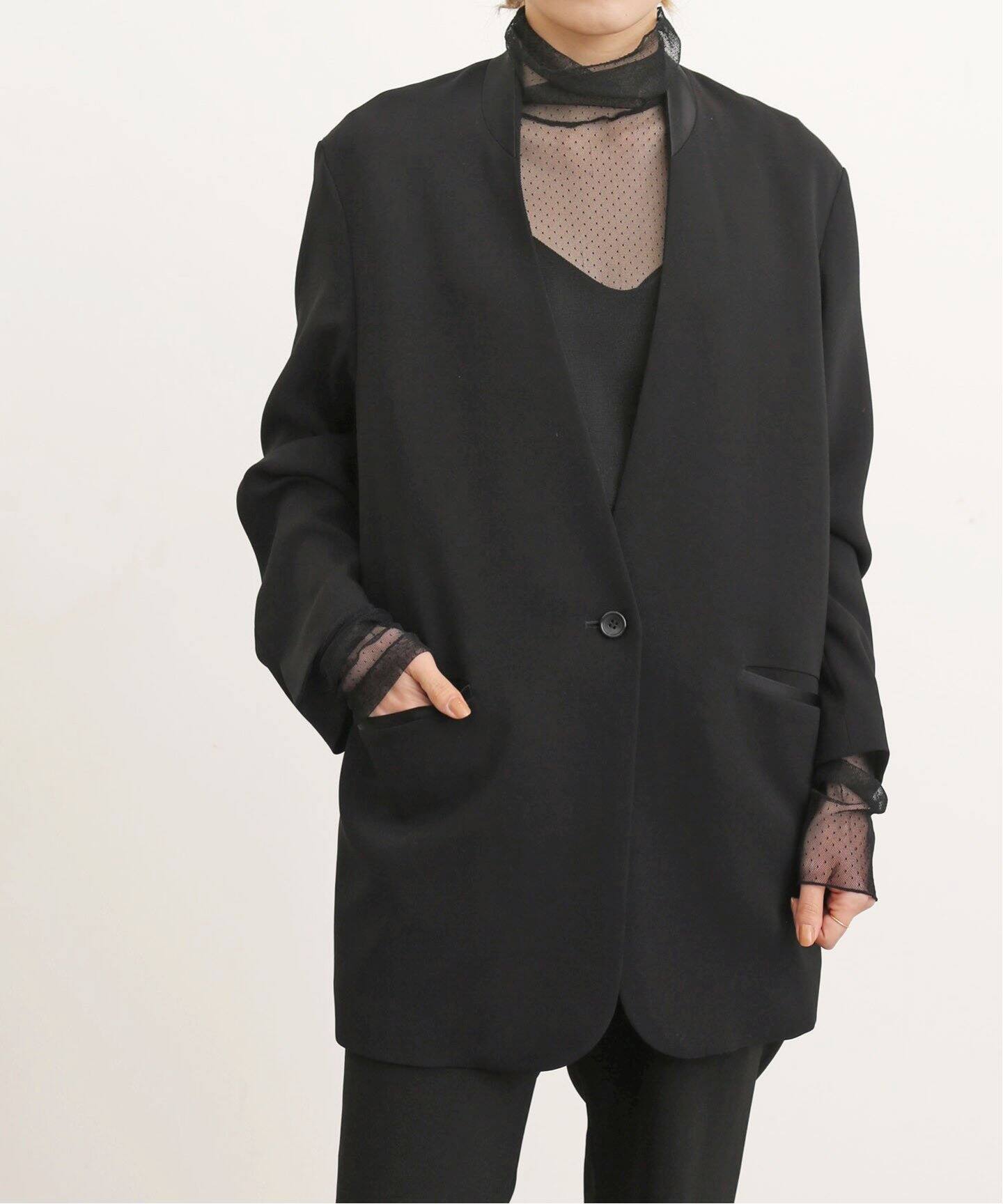 No Collar Relax Jacket（ノーカラージャケット）｜L 