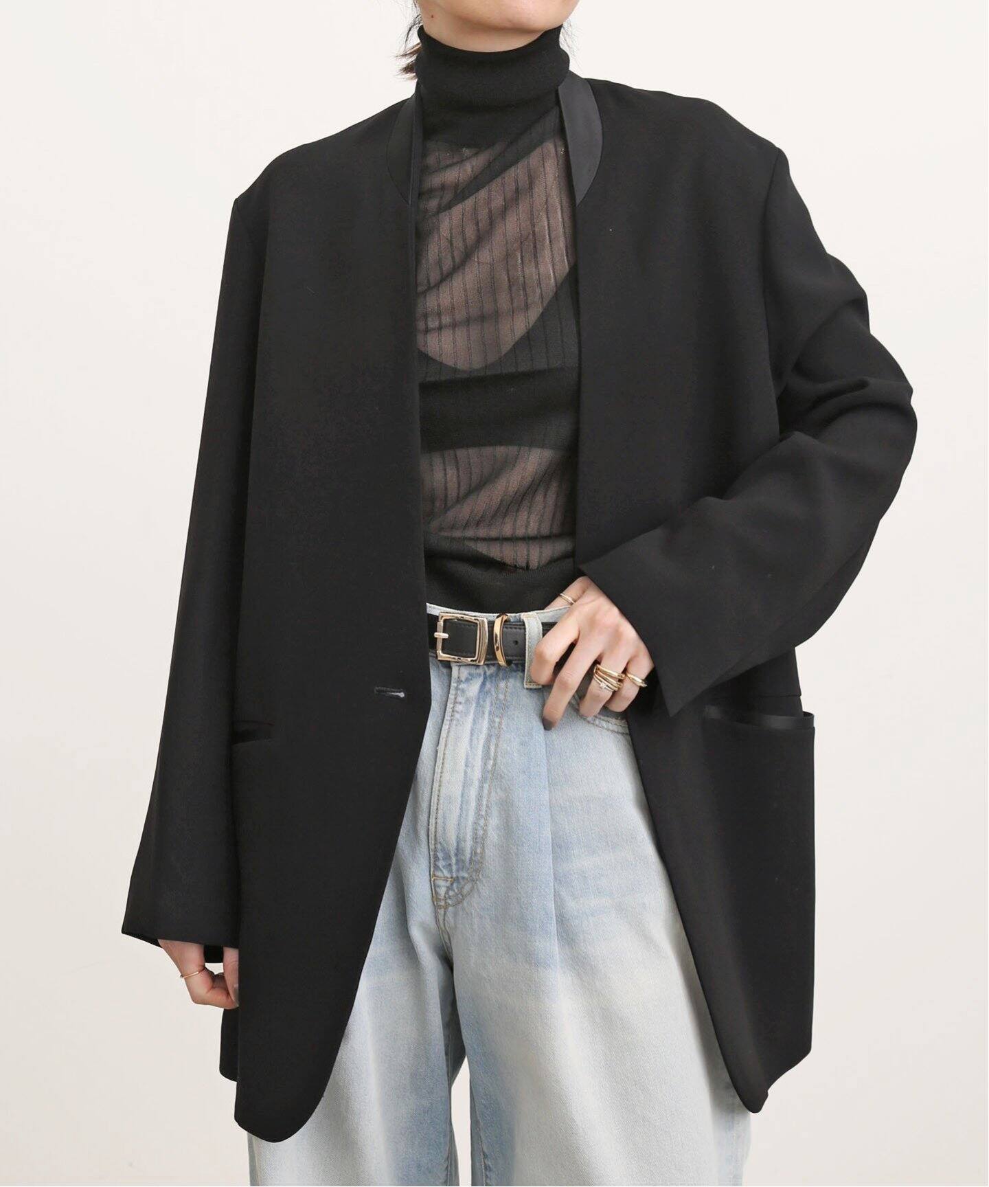 No Collar Relax Jacket（ノーカラージャケット）｜L 