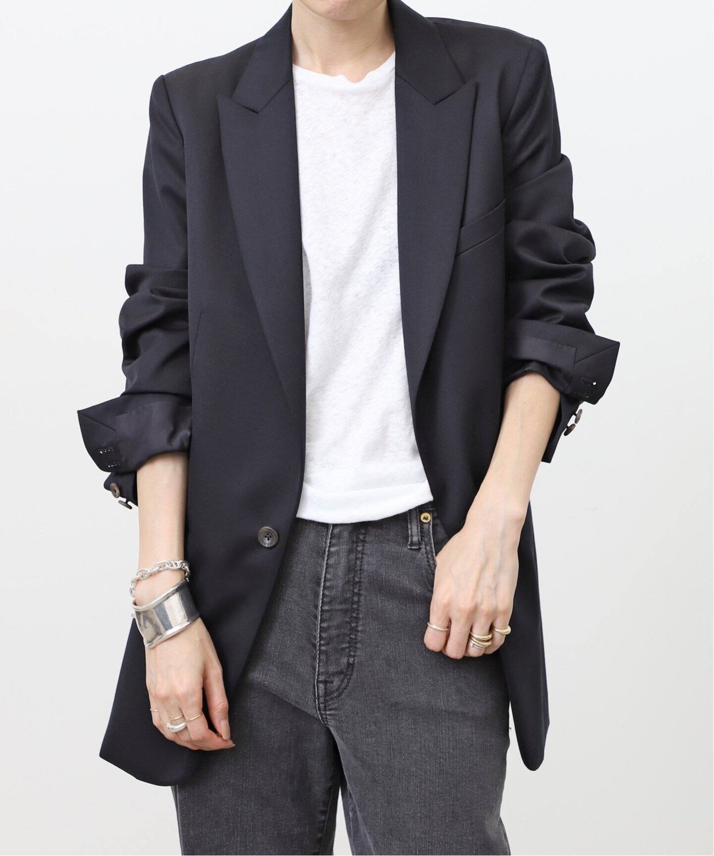 Navy Tailored Jacket（テーラードジャケット）｜L 