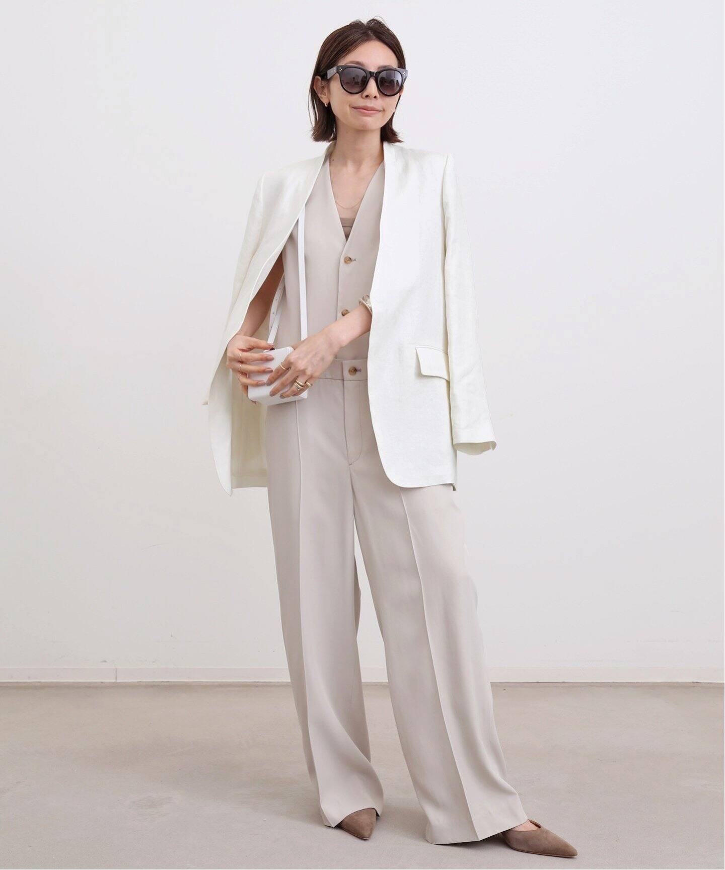 Linen No Collar Jacket（ノーカラージャケット）｜L
