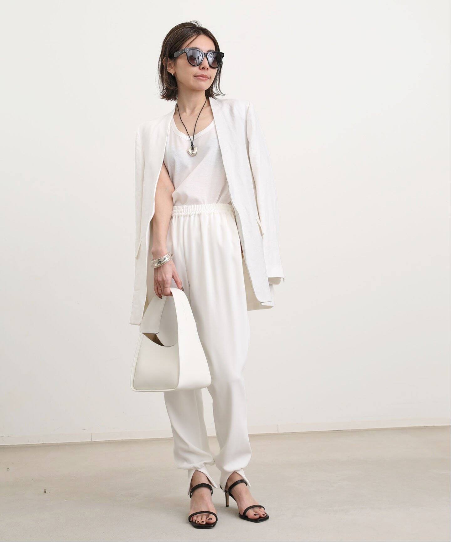 Linen No Collar Jacket（ノーカラージャケット）｜L