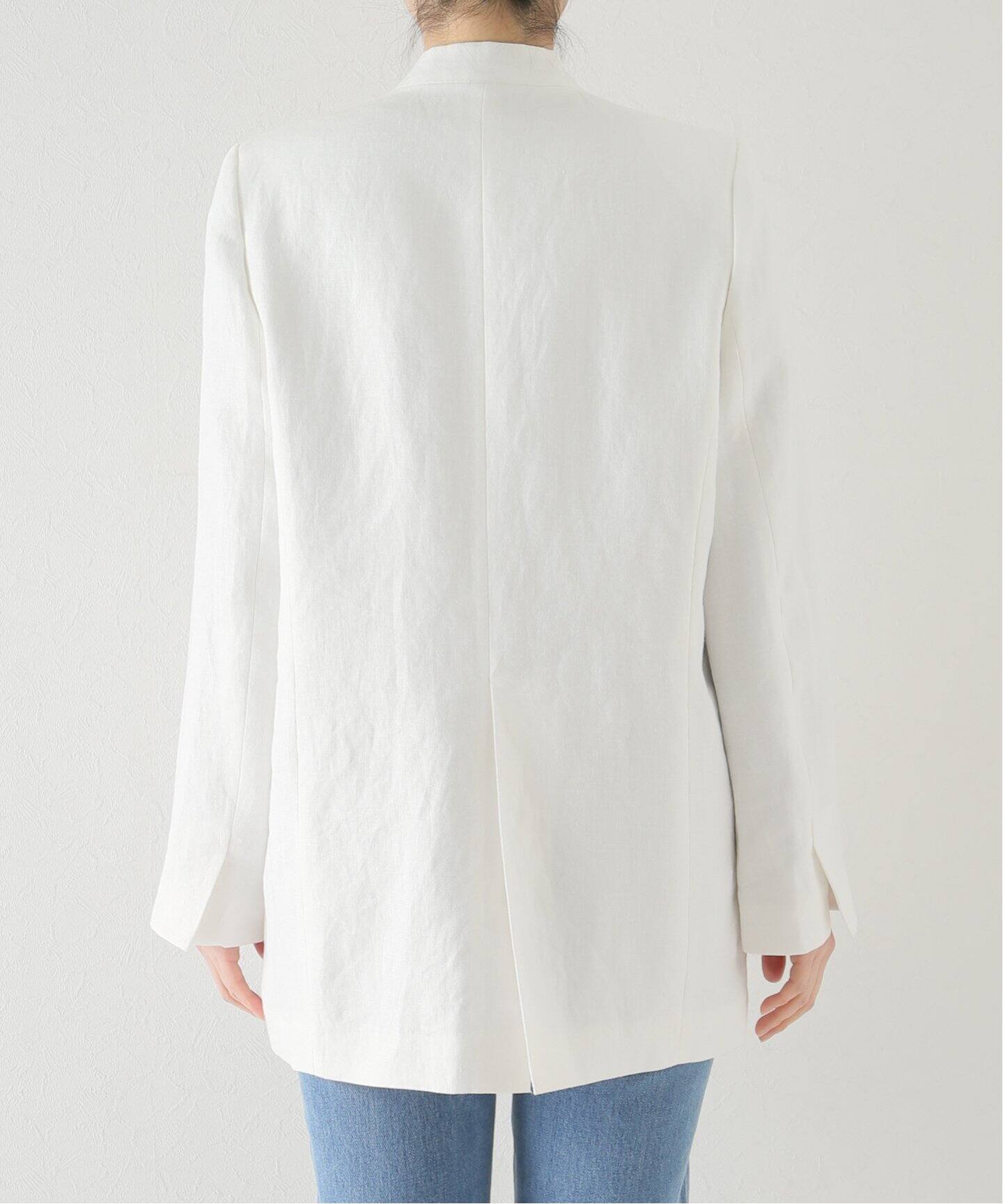 Linen No Collar Jacket（ノーカラージャケット）｜L