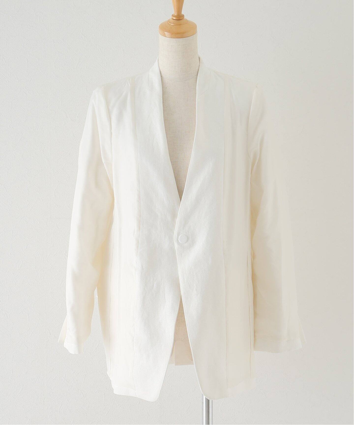 Linen No Collar Jacket（ノーカラージャケット）｜L