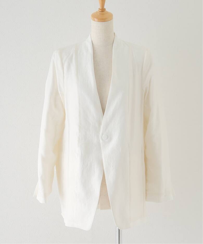 Linen No Collar Jacket（ノーカラージャケット）｜L