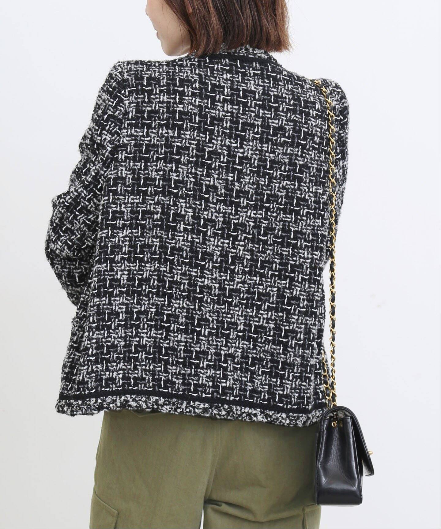 Tweed Jacket(Linton)（ノーカラージャケット）｜L 