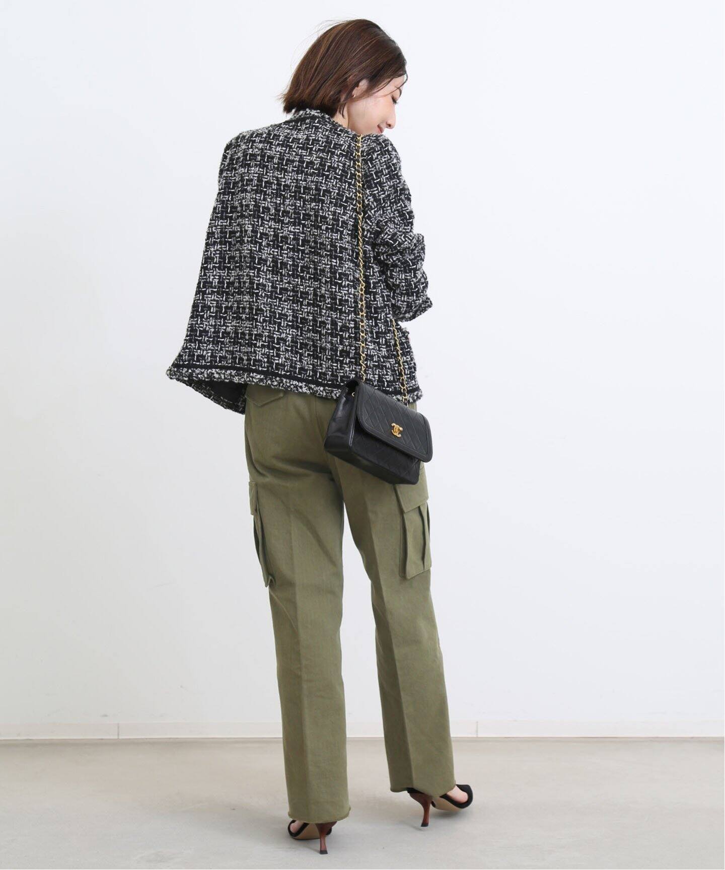 Tweed Jacket(Linton)（ノーカラージャケット）｜L