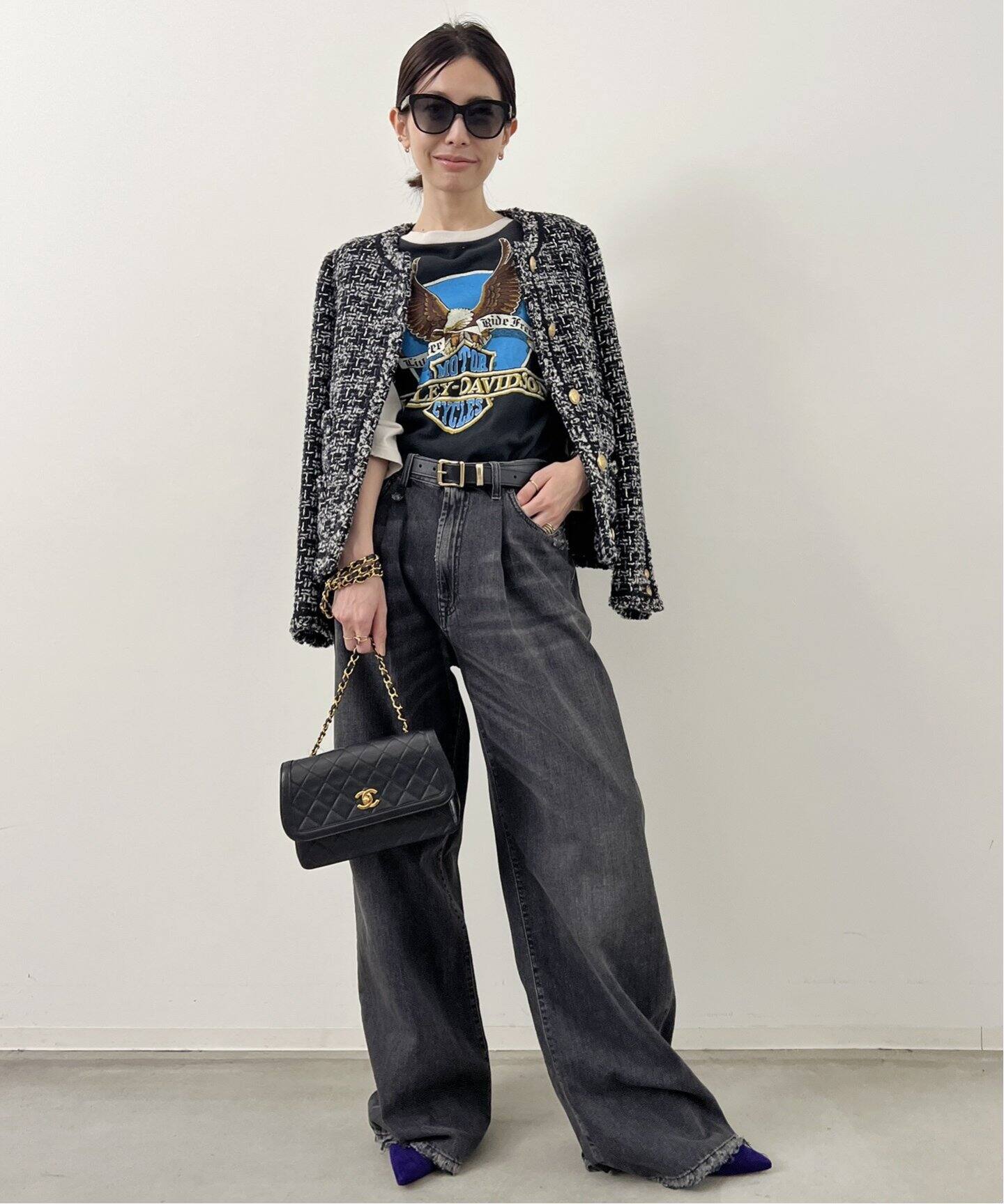 Tweed Jacket(Linton)（ノーカラージャケット）｜L 