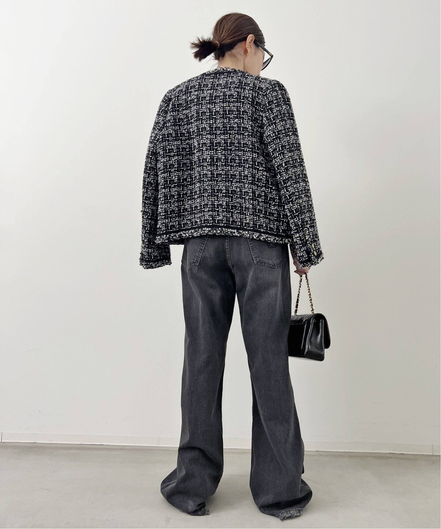 Tweed Jacket(Linton)（ノーカラージャケット）｜L 