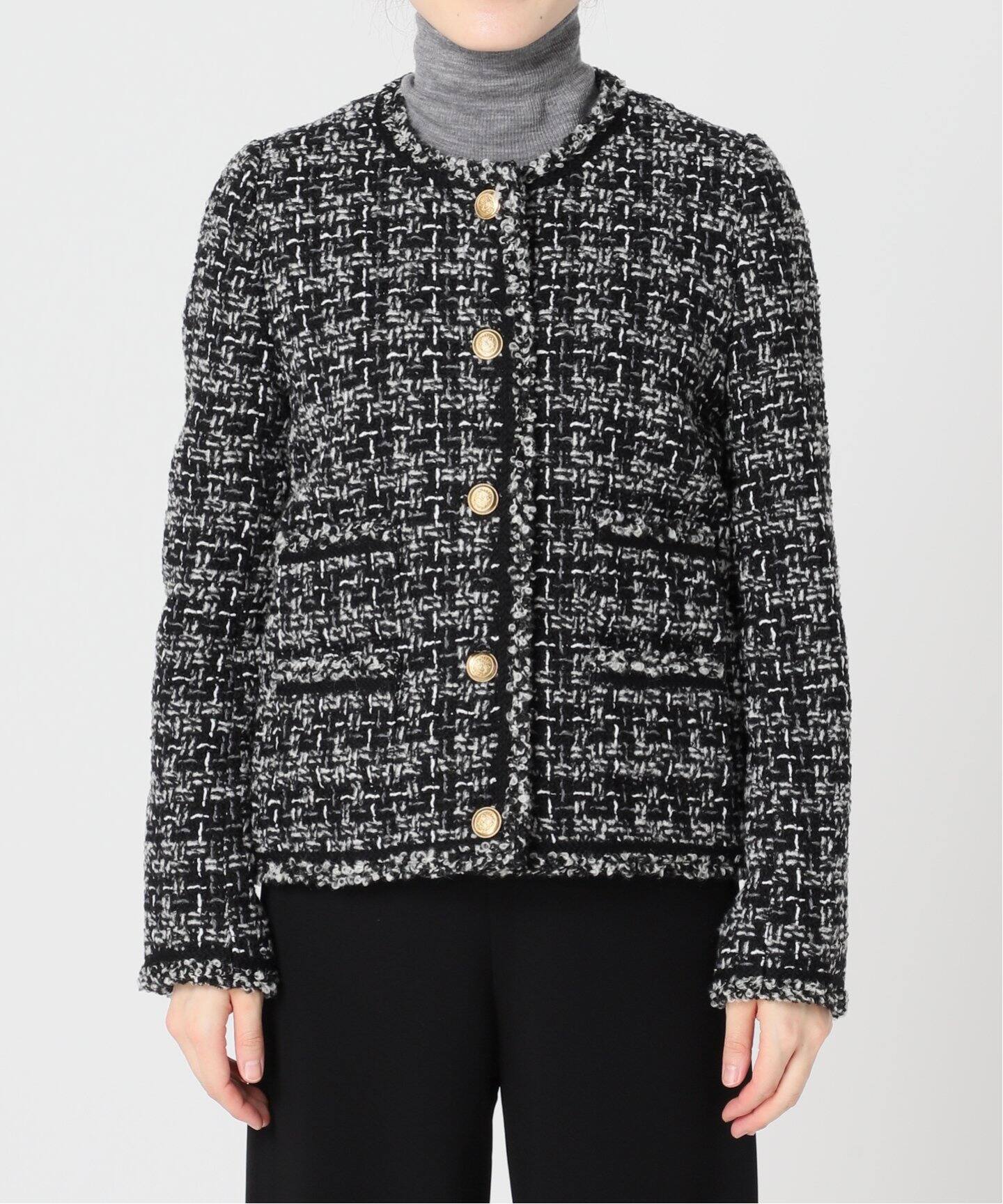 Tweed Jacket(Linton)（ノーカラージャケット）｜L 