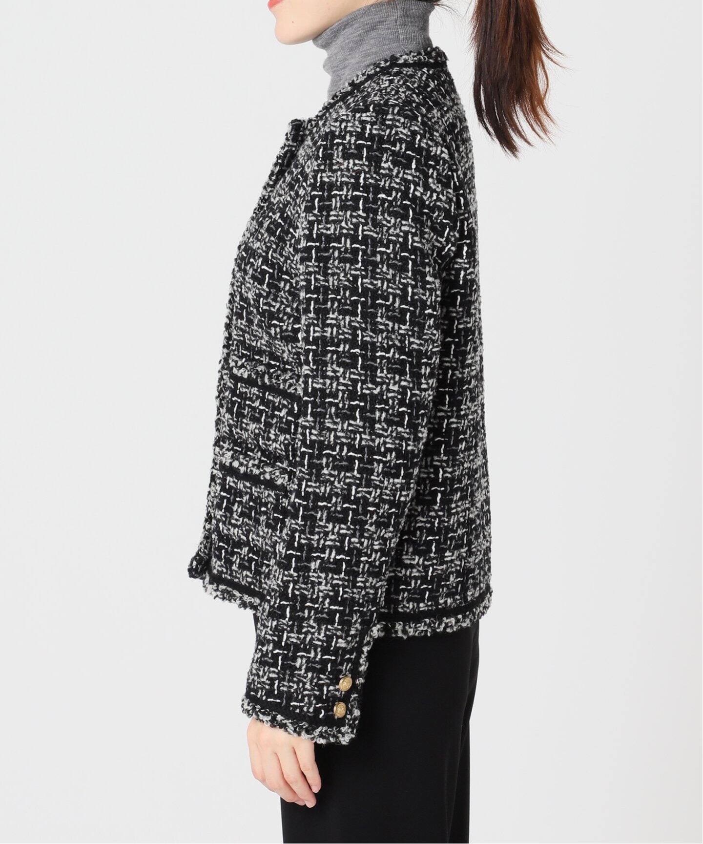 Tweed Jacket(Linton)（ノーカラージャケット）｜L