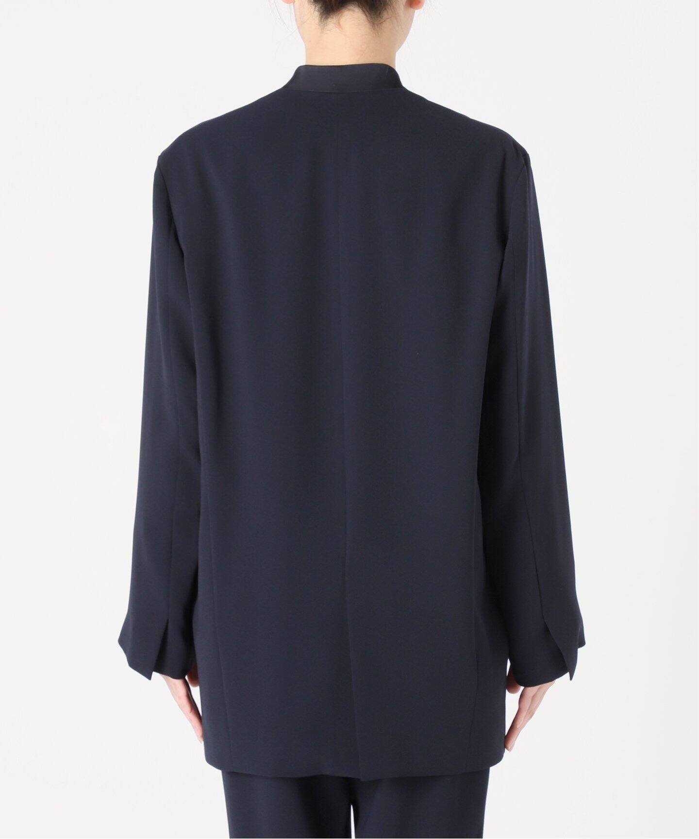No Collar Relax Jacket(NAVY)（ノーカラージャケット）｜L 