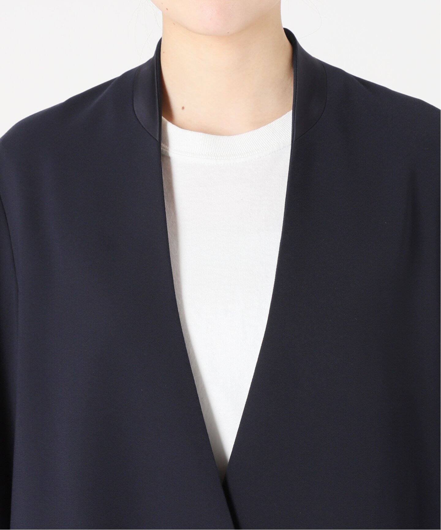No Collar Relax Jacket(NAVY)（ノーカラージャケット）｜L  