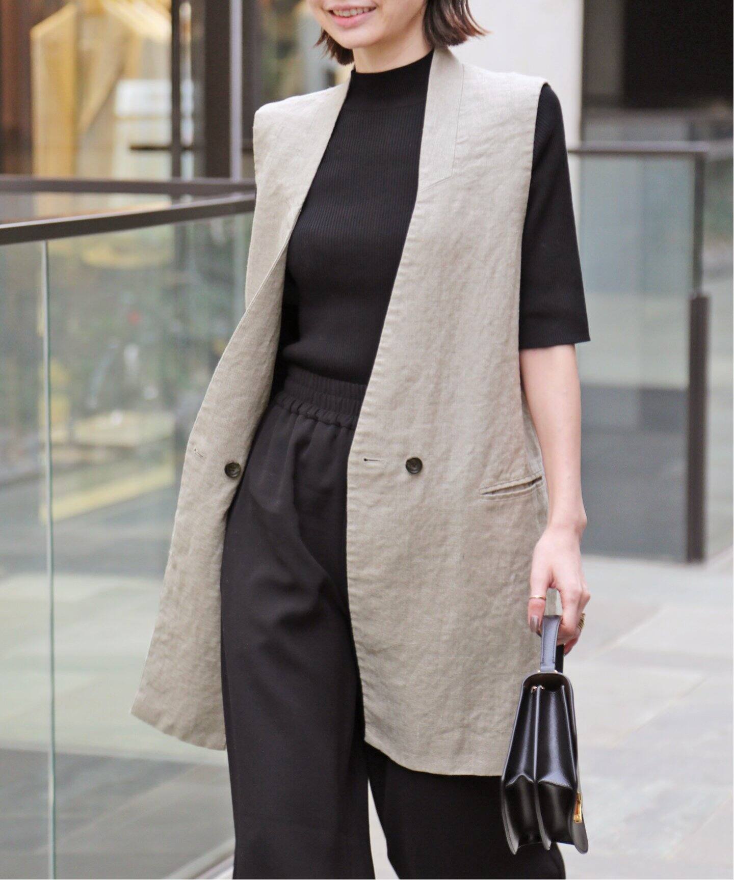 Linen Canvas Long Vest（ジレ）｜L