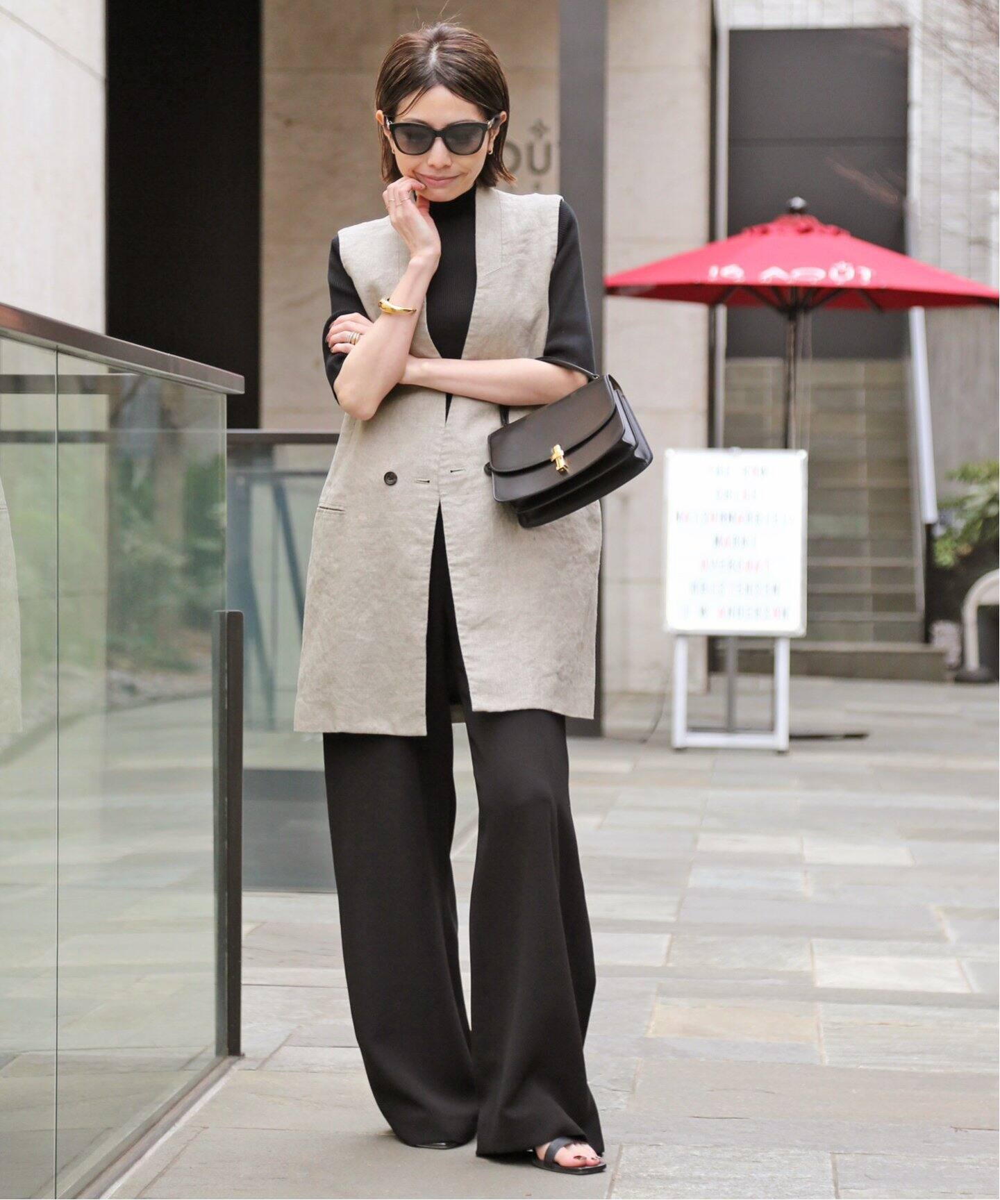 Linen Canvas Long Vest（ジレ）｜L 