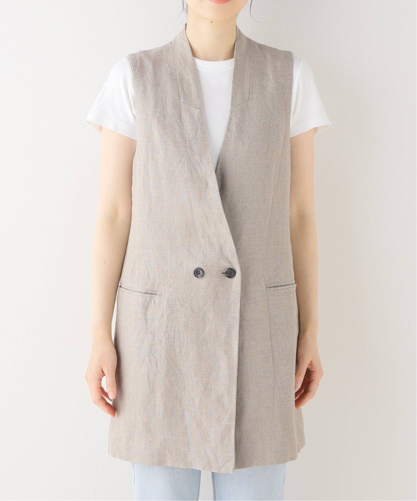 Linen Canvas Long Vest（ジレ）｜L