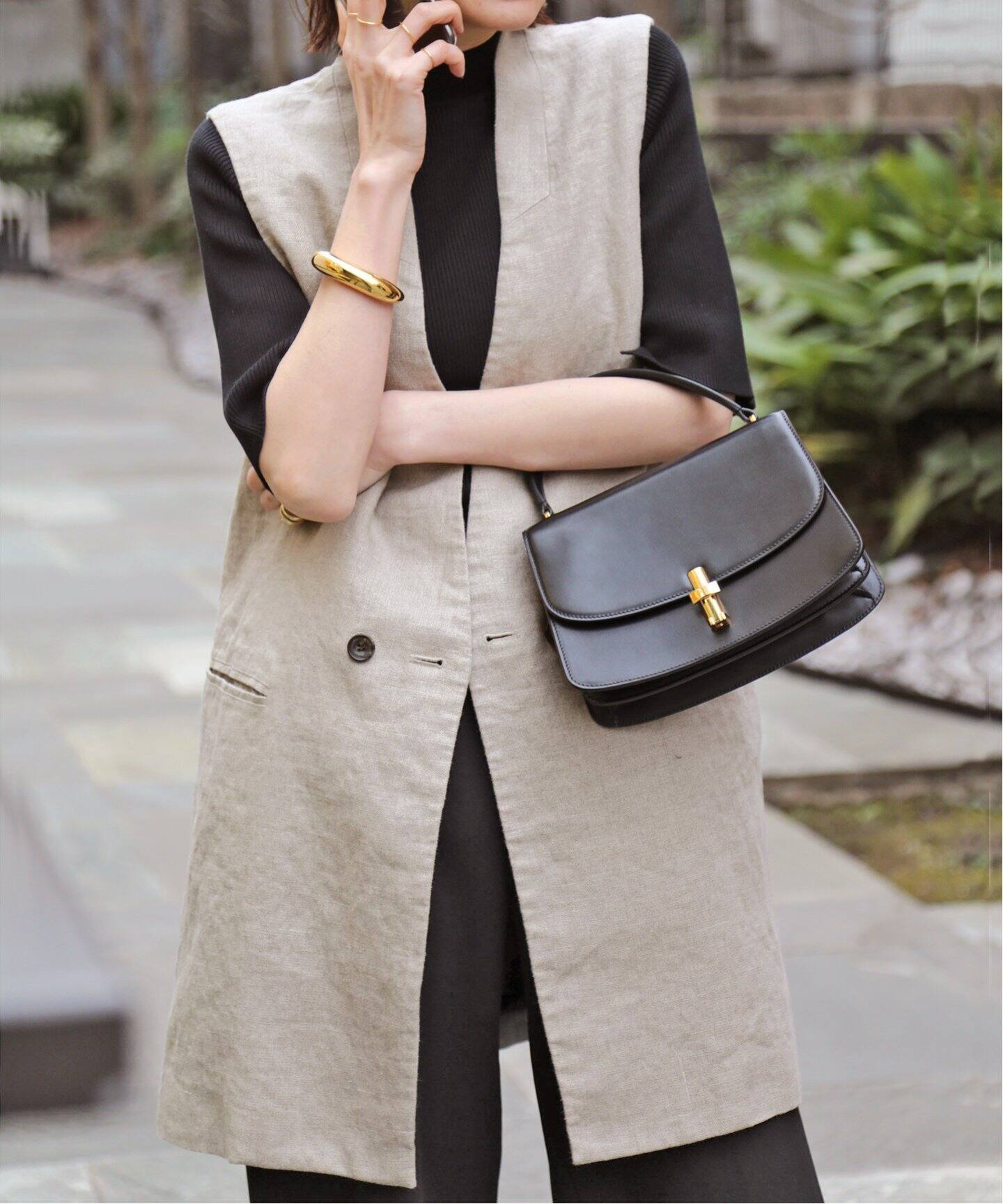 Linen Canvas Long Vest（ジレ）｜L