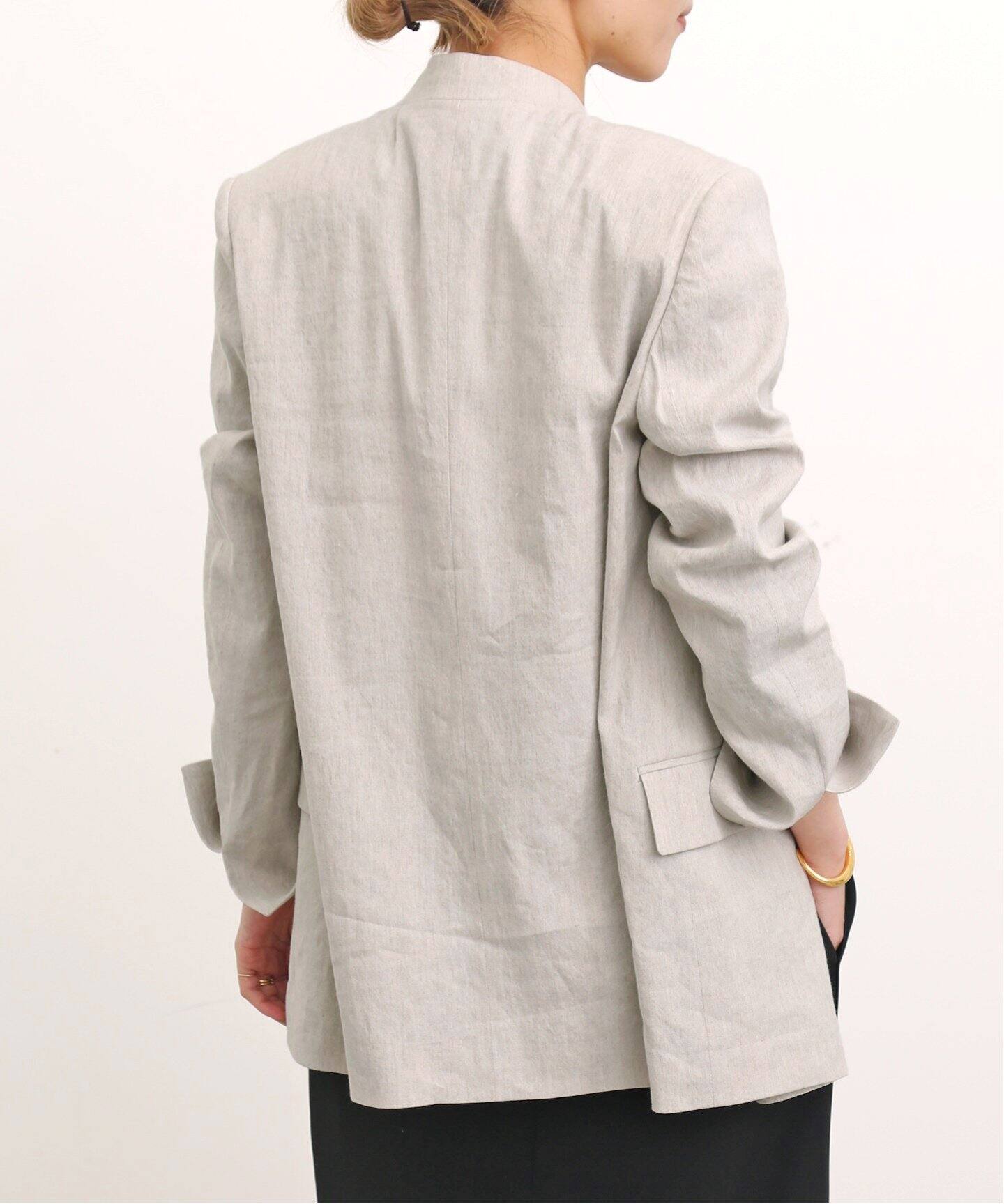 Stretch Linen No collar Jacket（ノーカラージャケット）｜L 