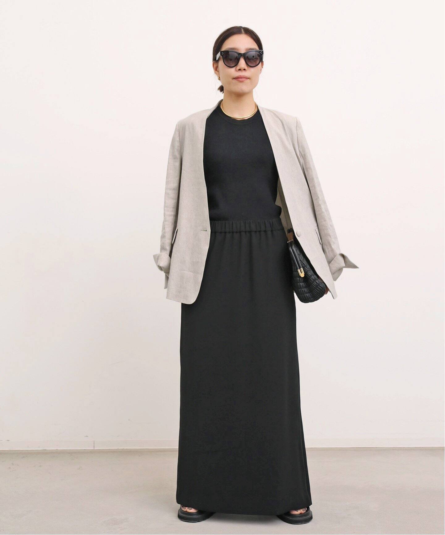 Stretch Linen No collar Jacket（ノーカラージャケット）｜L 