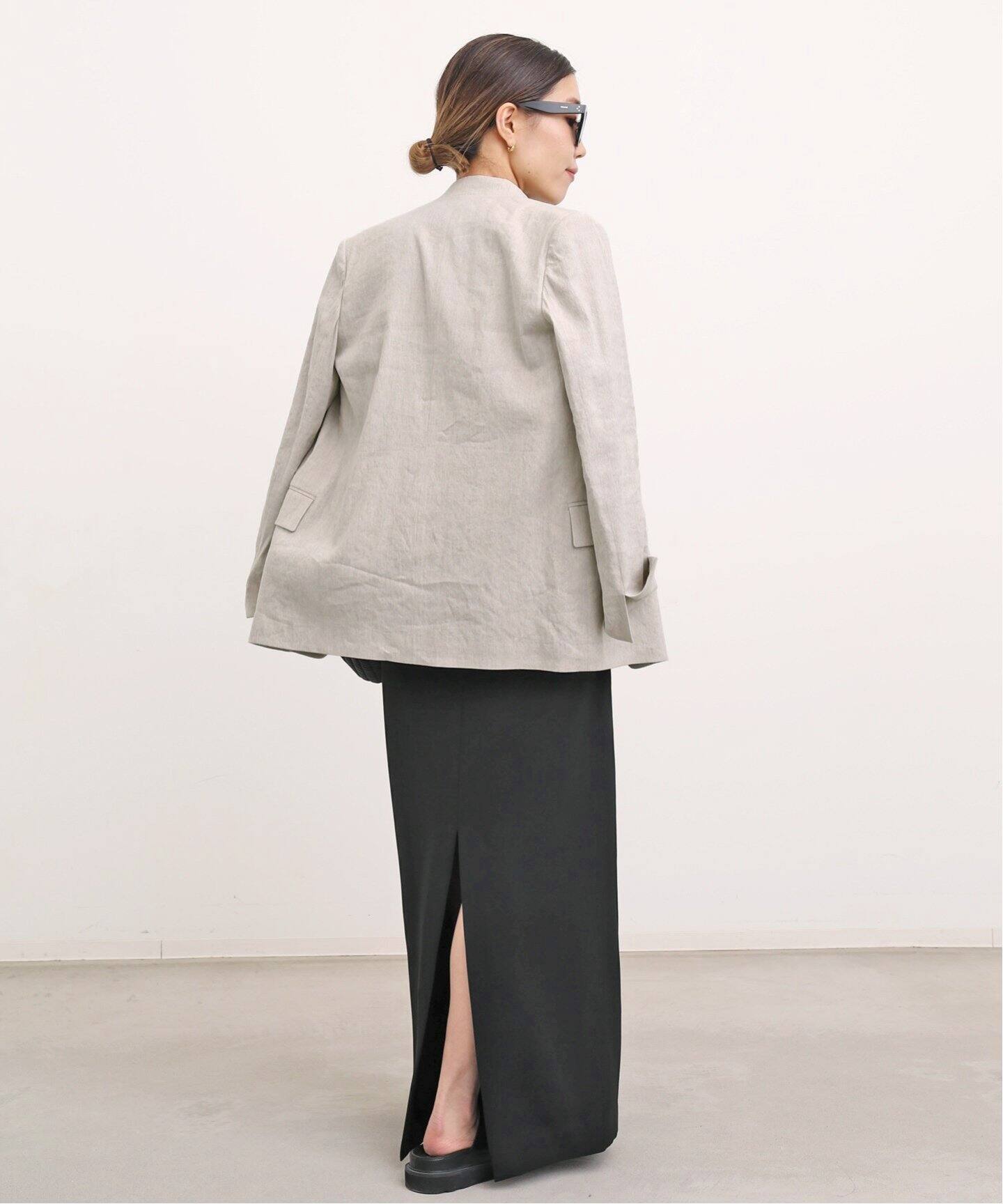 Stretch Linen No collar Jacket（ノーカラージャケット）｜L 