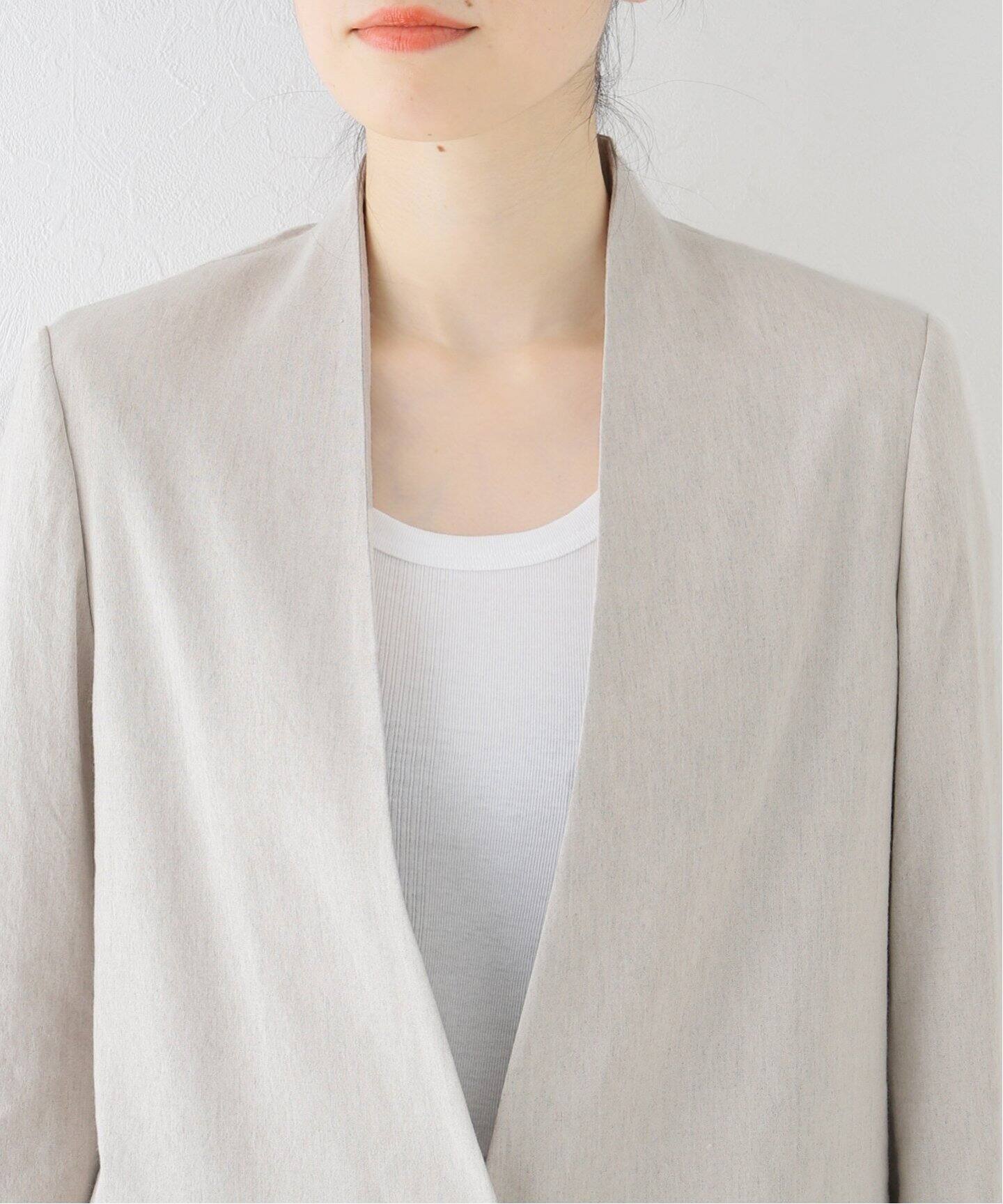 Stretch Linen No collar Jacket（ノーカラージャケット）｜L 