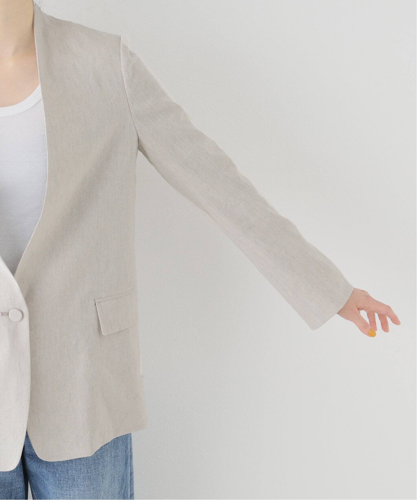 Stretch Linen No collar Jacket（ノーカラージャケット）｜L 
