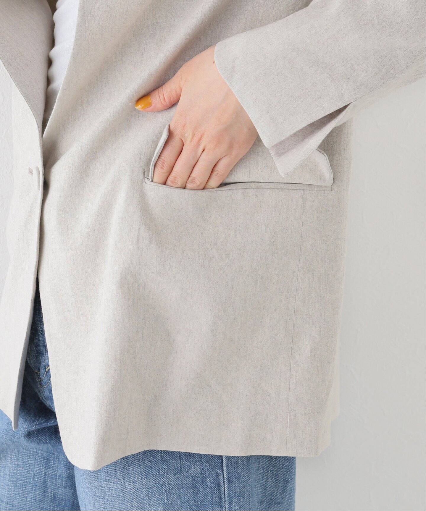 Stretch Linen No collar Jacket（ノーカラージャケット）｜L 