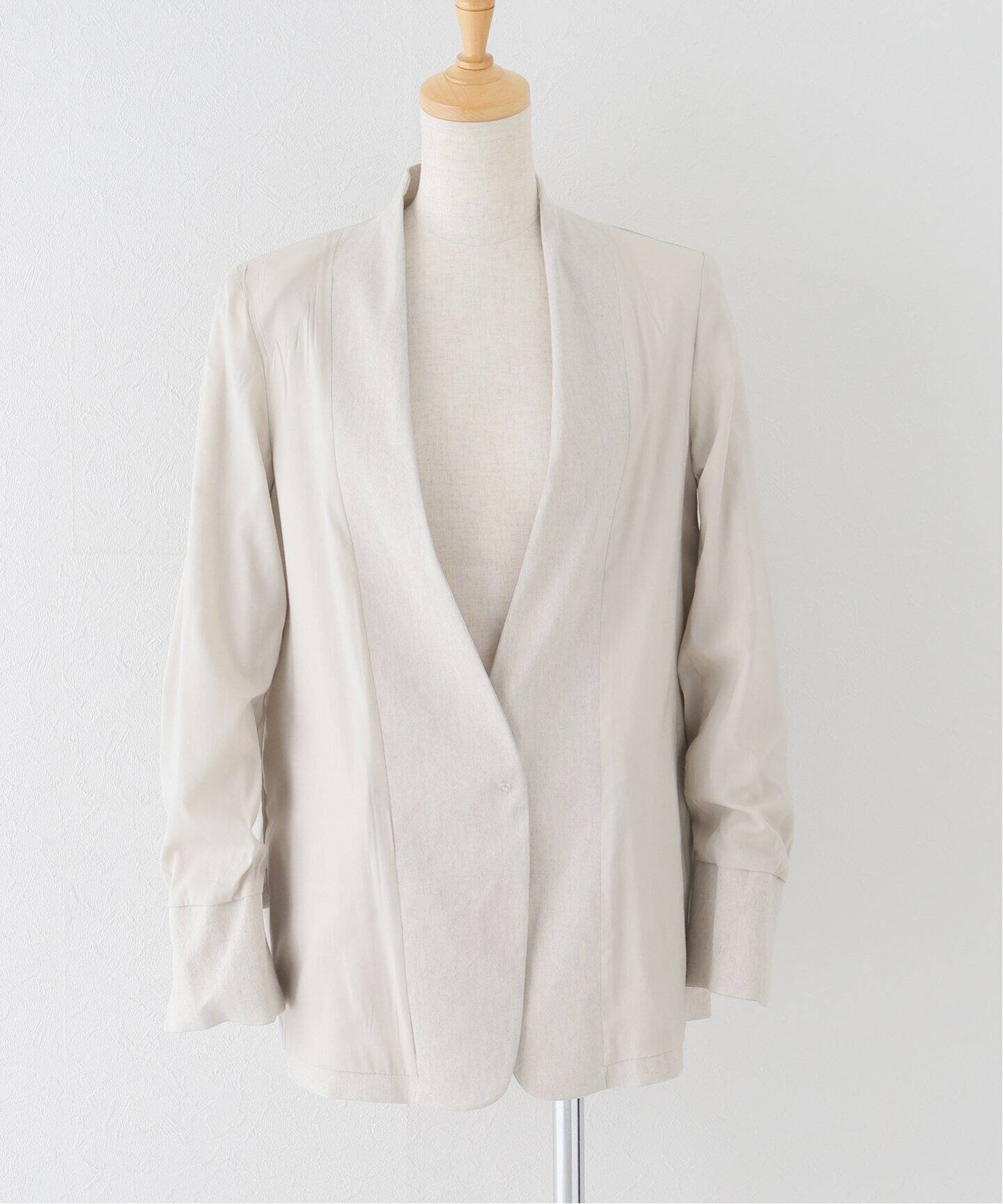 Stretch Linen No collar Jacket（ノーカラージャケット）｜L 