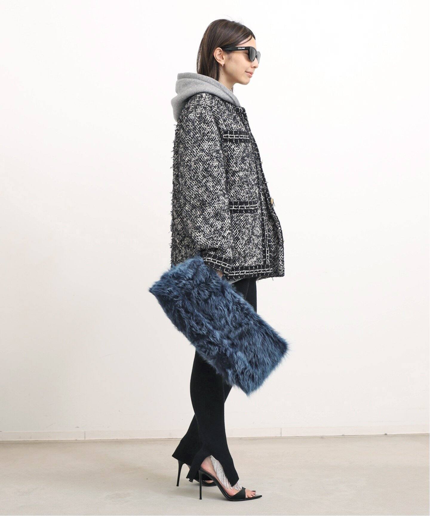 CHAUMES Tweed Oversize JK（ノーカラージャケット）｜L