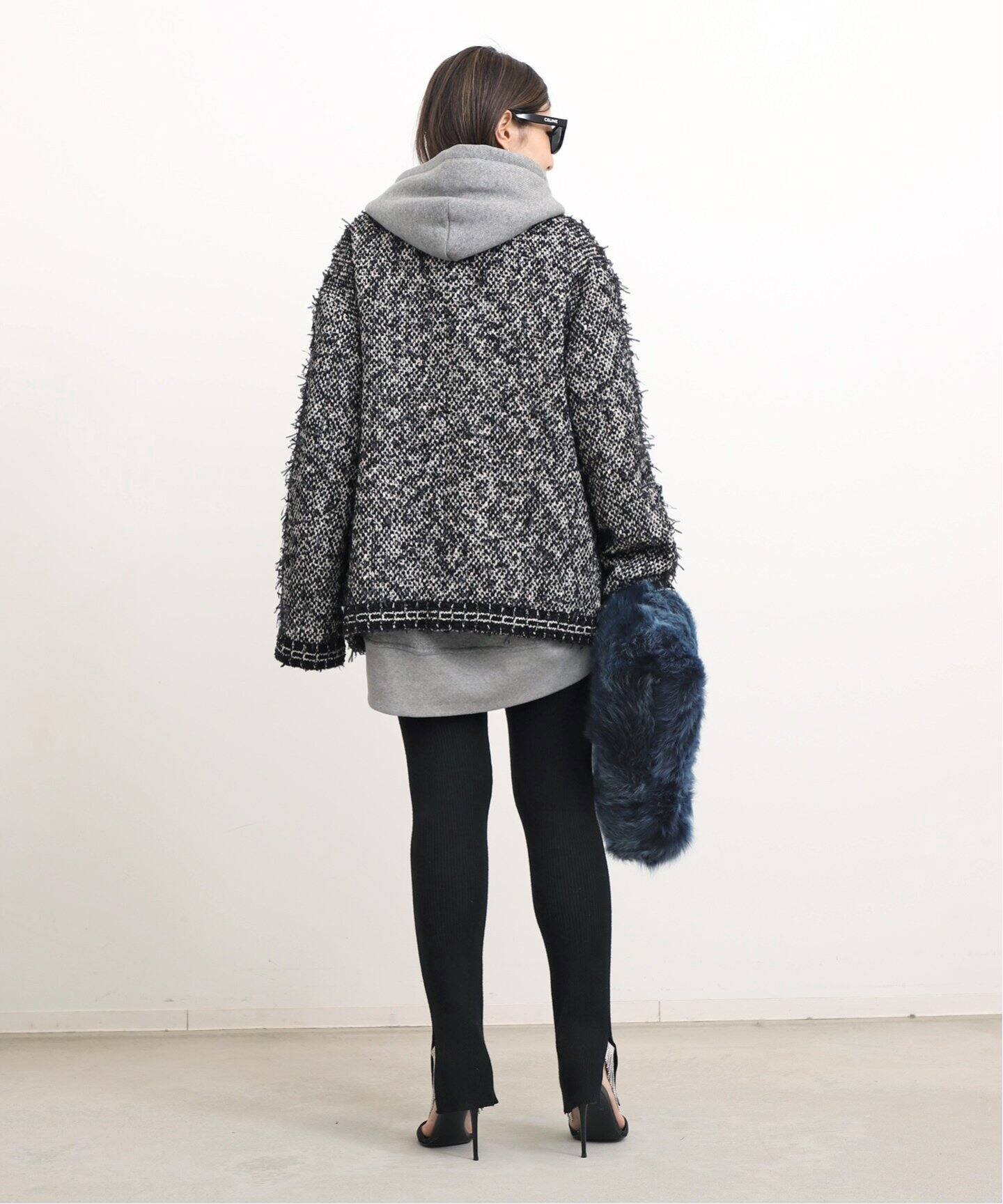 CHAUMES Tweed Oversize JK（ノーカラージャケット）｜L