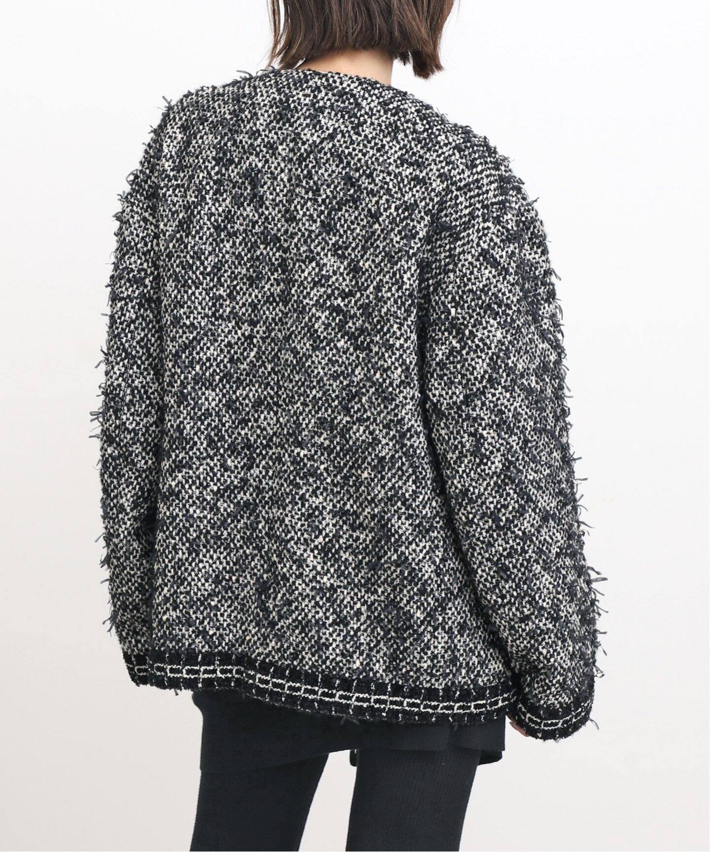 CHAUMES Tweed Oversize JK（ノーカラージャケット）｜L
