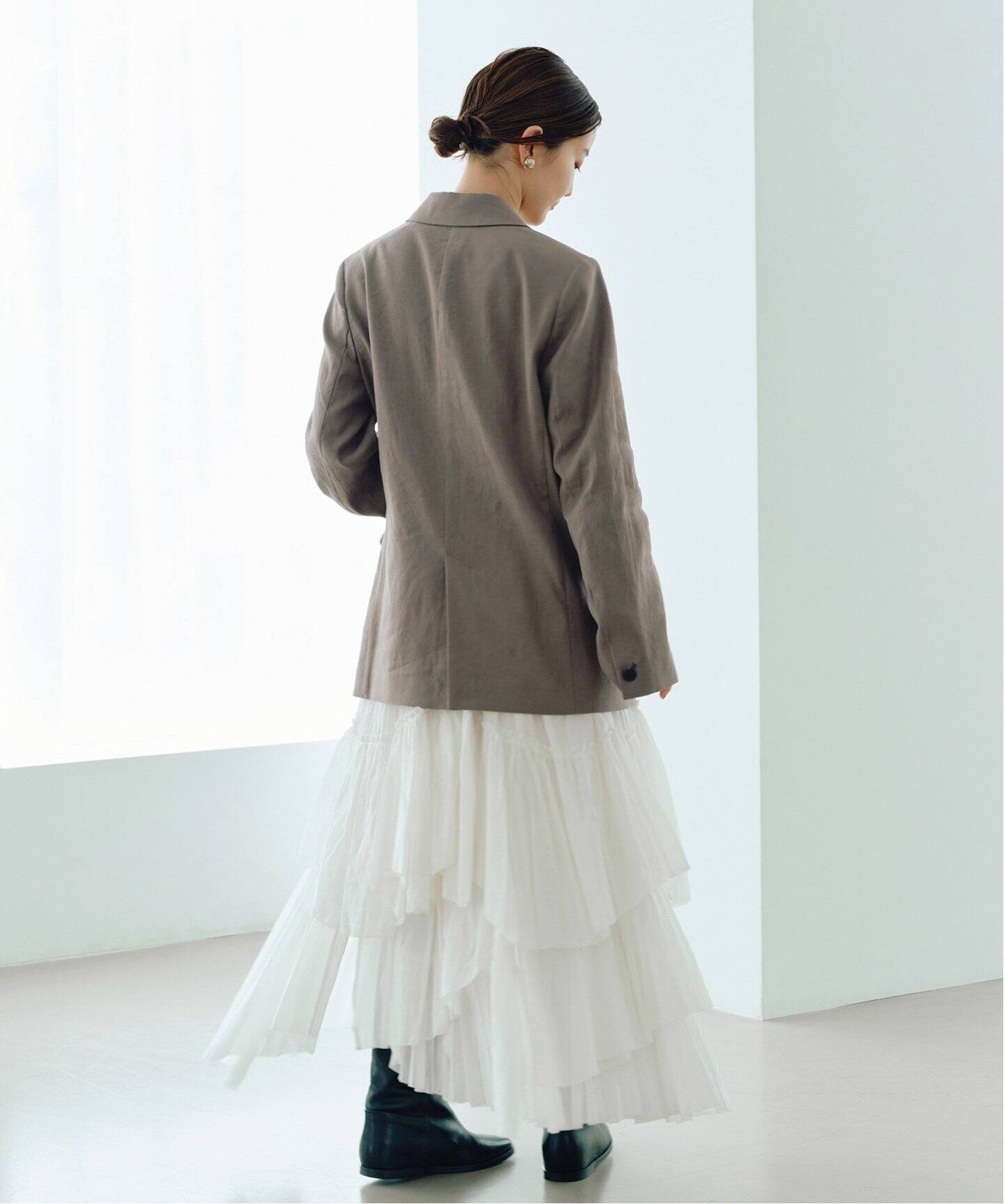 IENA リネンコットン ストレッチジャケット グレー 38 春夏 テーラード LINEN COTTONストレッチジャケット（その他ジャケット・スーツ）｜IENA