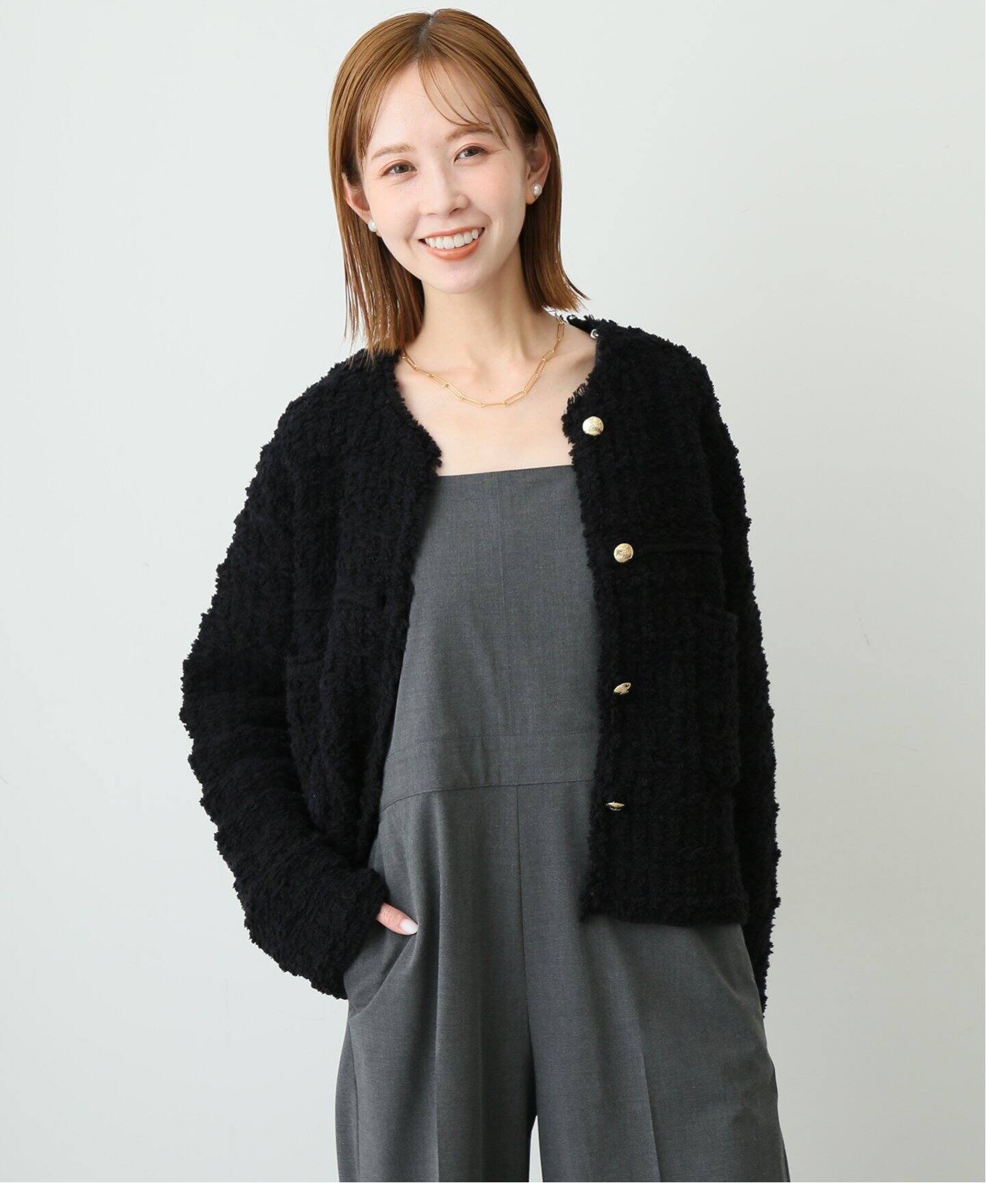 ツィードニットジャケット（ノーカラージャケット）｜SLOBE IENA  