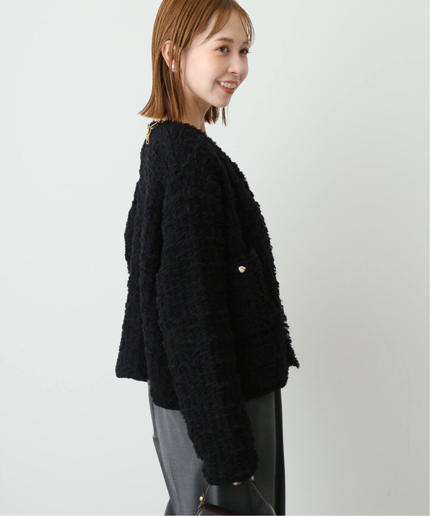 ツィードニットジャケット（ノーカラージャケット）｜SLOBE IENA  