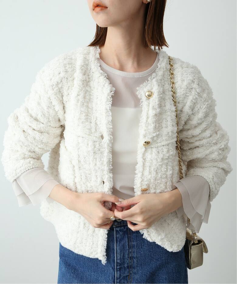 ツィードニットジャケット（ノーカラージャケット）｜SLOBE IENA  