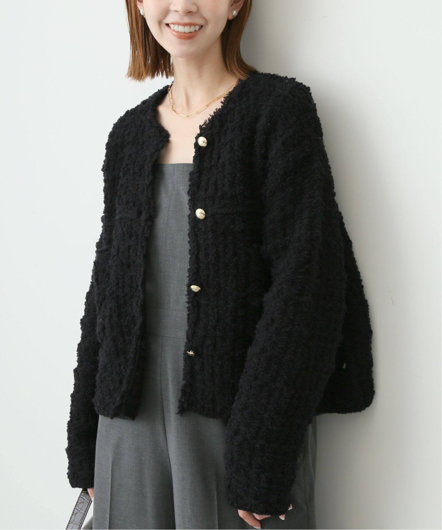 ツィードニットジャケット（ノーカラージャケット）｜SLOBE IENA  