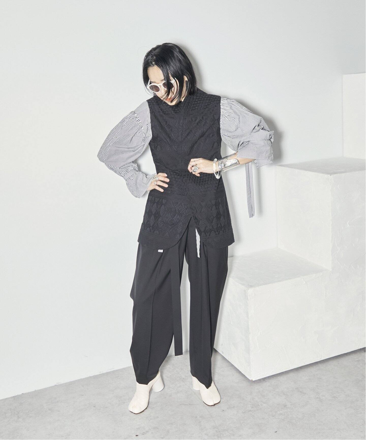 SEEALL/シーオール】別注 LACE SCALE GILET：ベスト（ベスト 