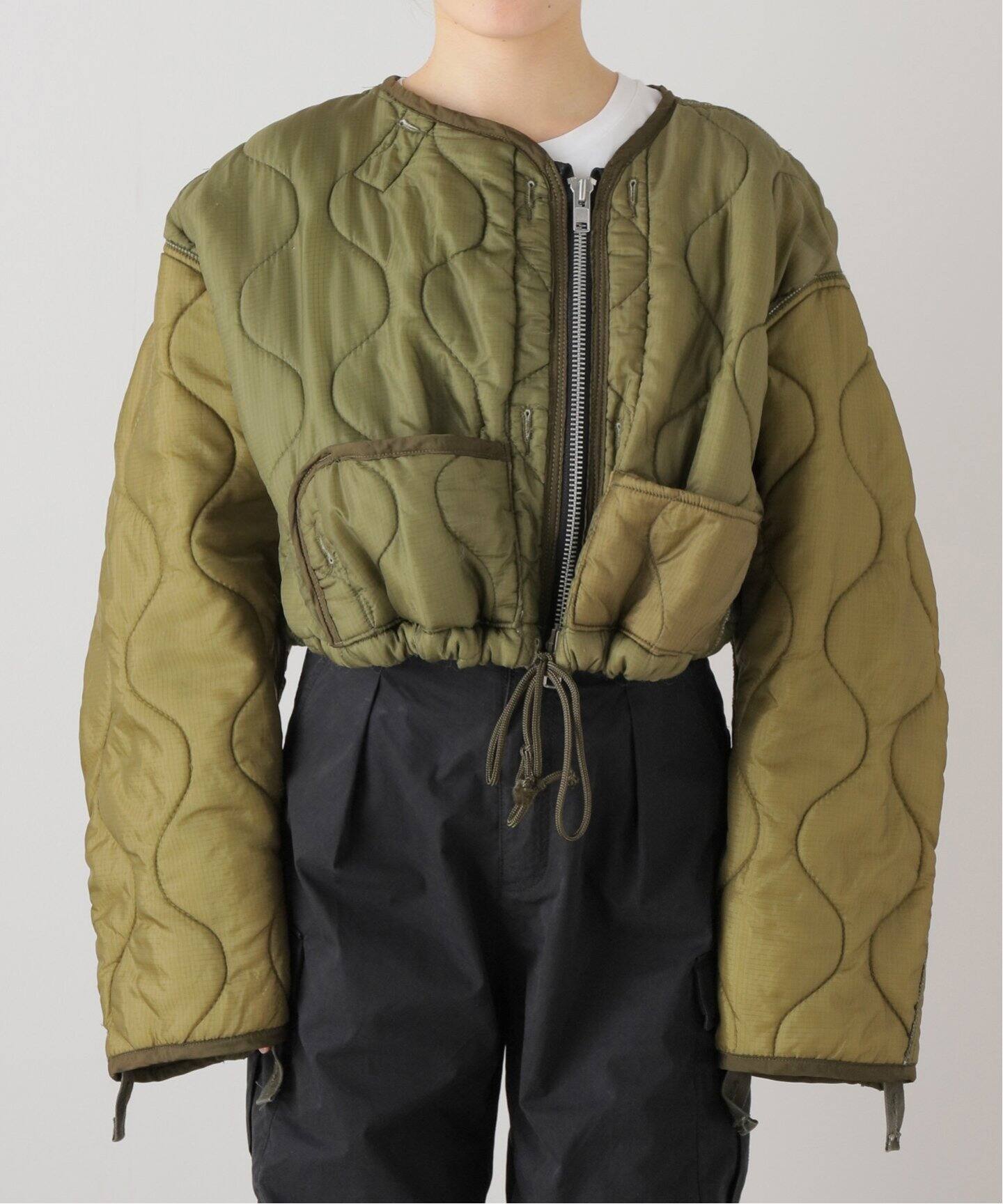 ミリタリーキルティングショートジャケット（中綿・キルティング  