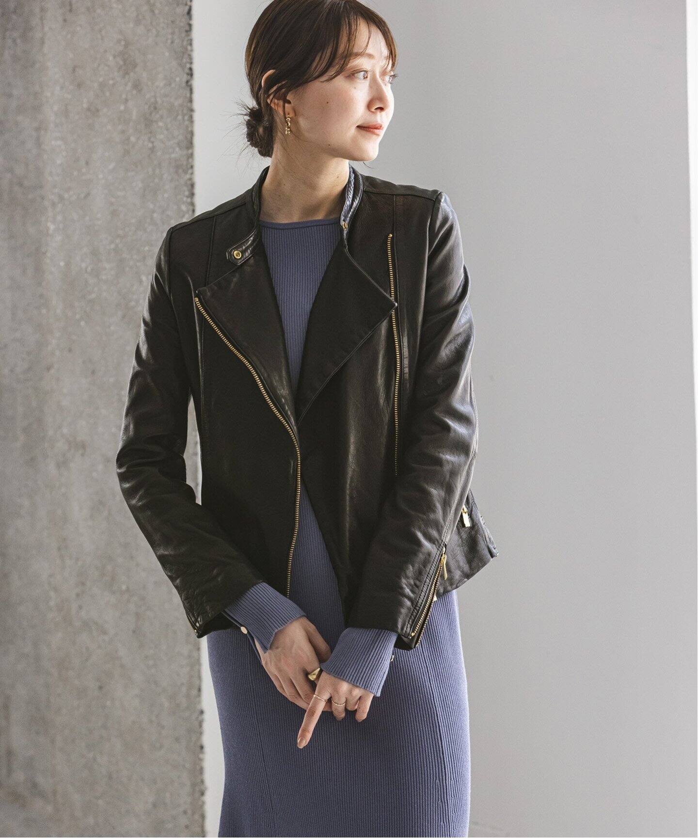 追加》ソフトラムレザーライダースブルゾン8（レザージャケット  