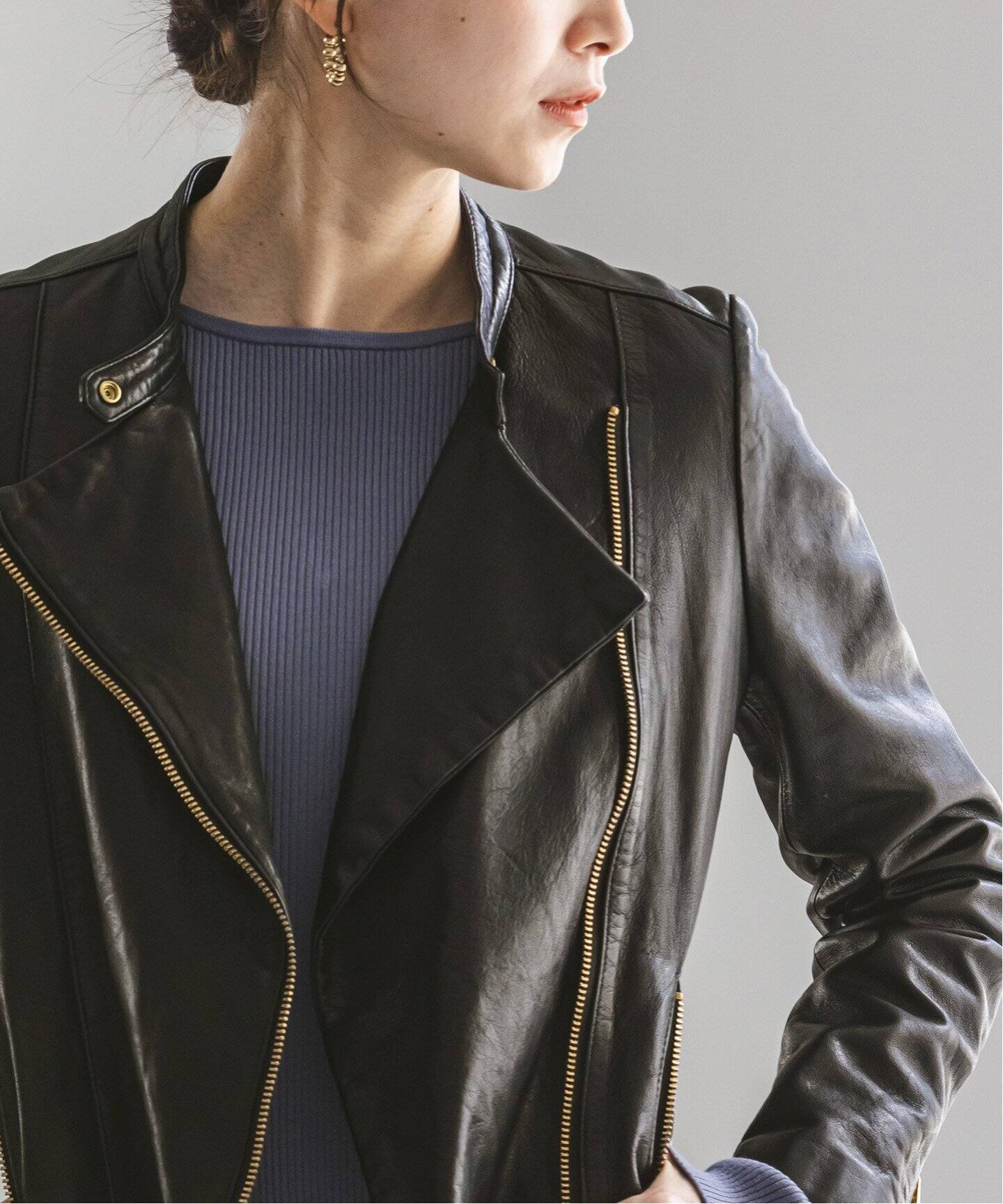 追加》ソフトラムレザーライダースブルゾン8（レザージャケット  