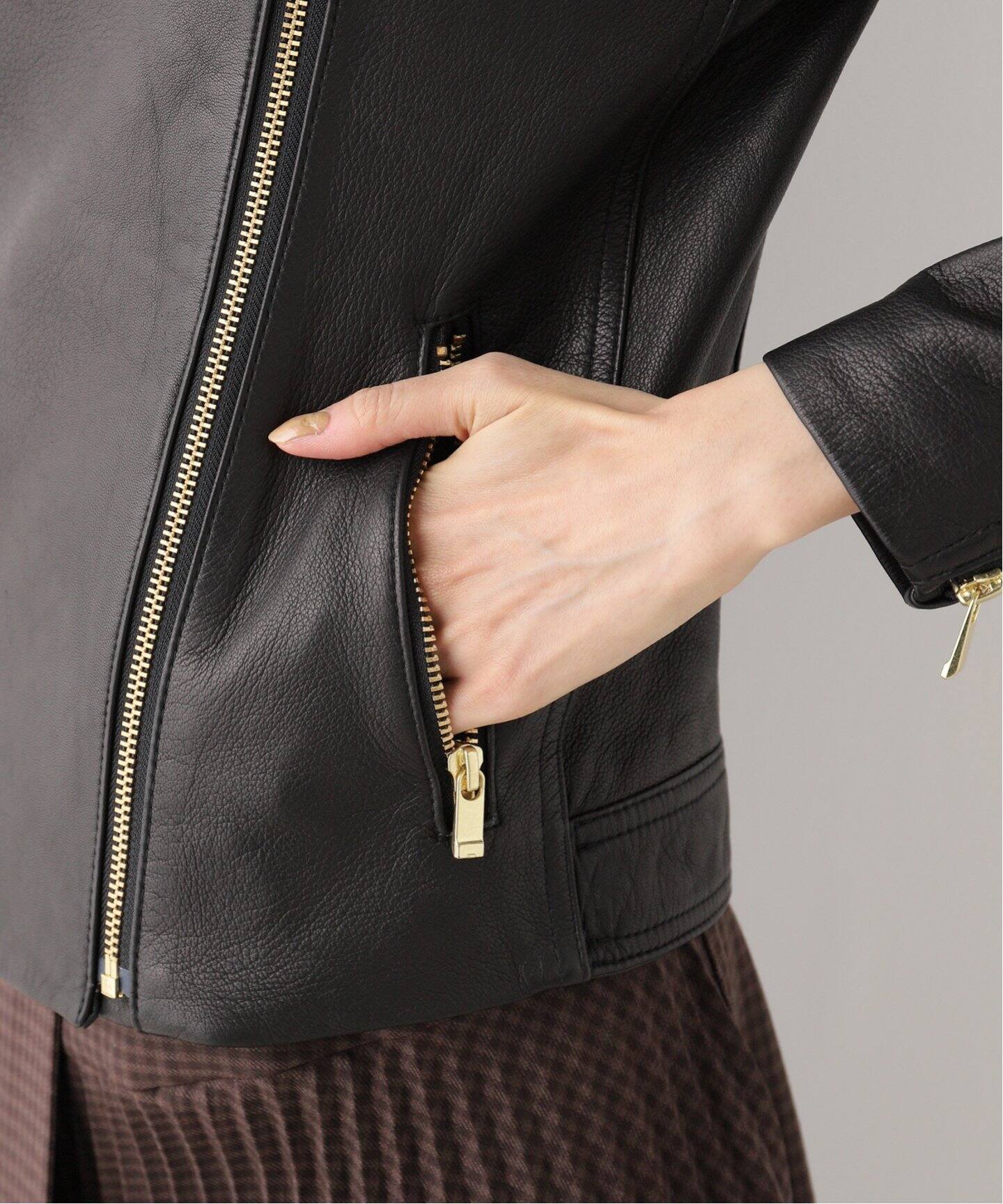 追加》ソフトラムレザーライダースブルゾン8（レザージャケット  