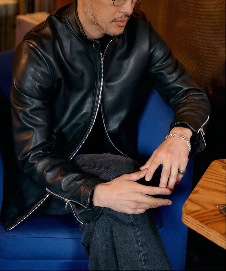 美品 エディフィス 羊革 ラムレザー シングル ライダース ジャケット  