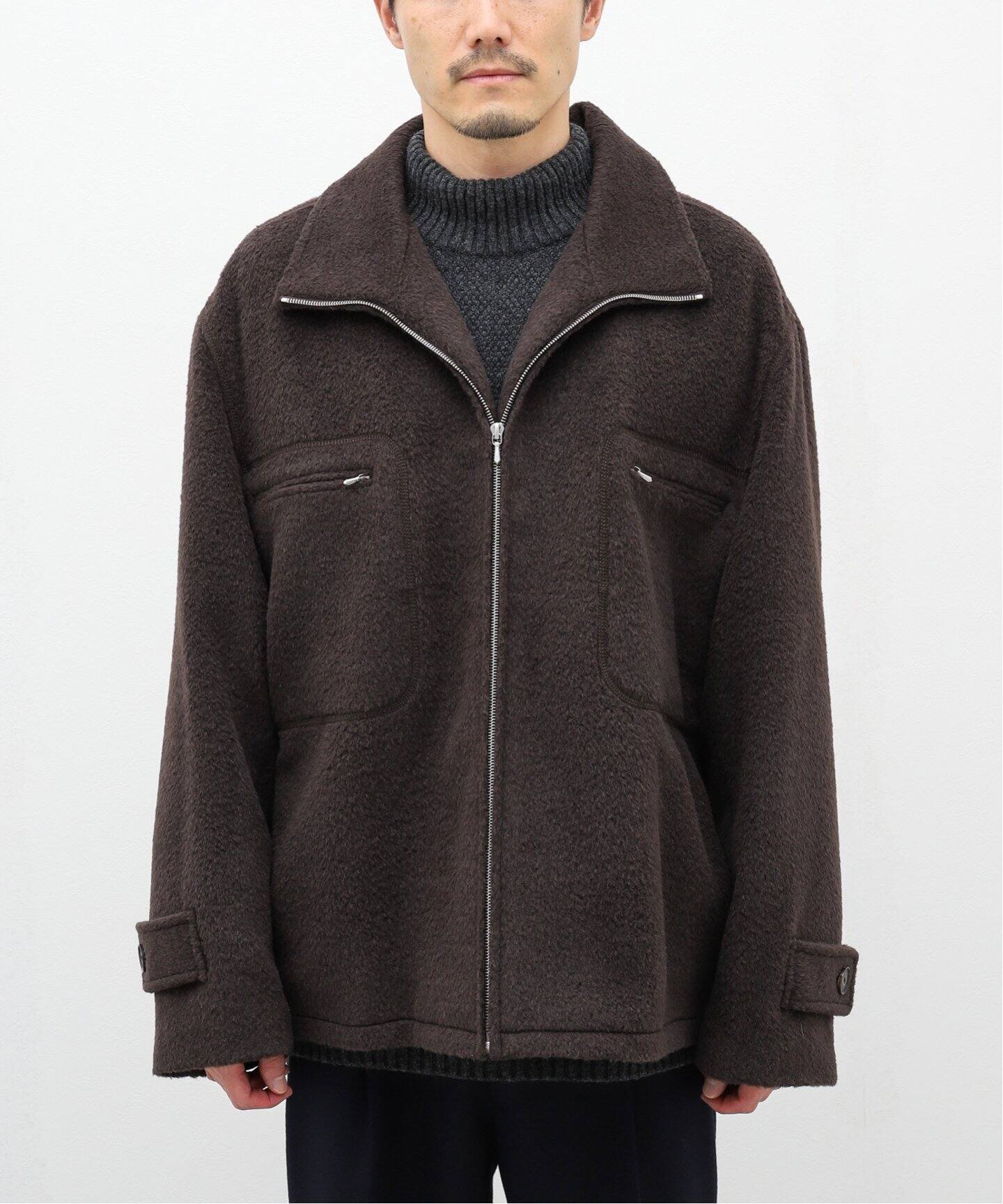 AURALEE / オーラリー】BRUSHED SURI ALPACA MOHAIR JACQUARD ZIP 