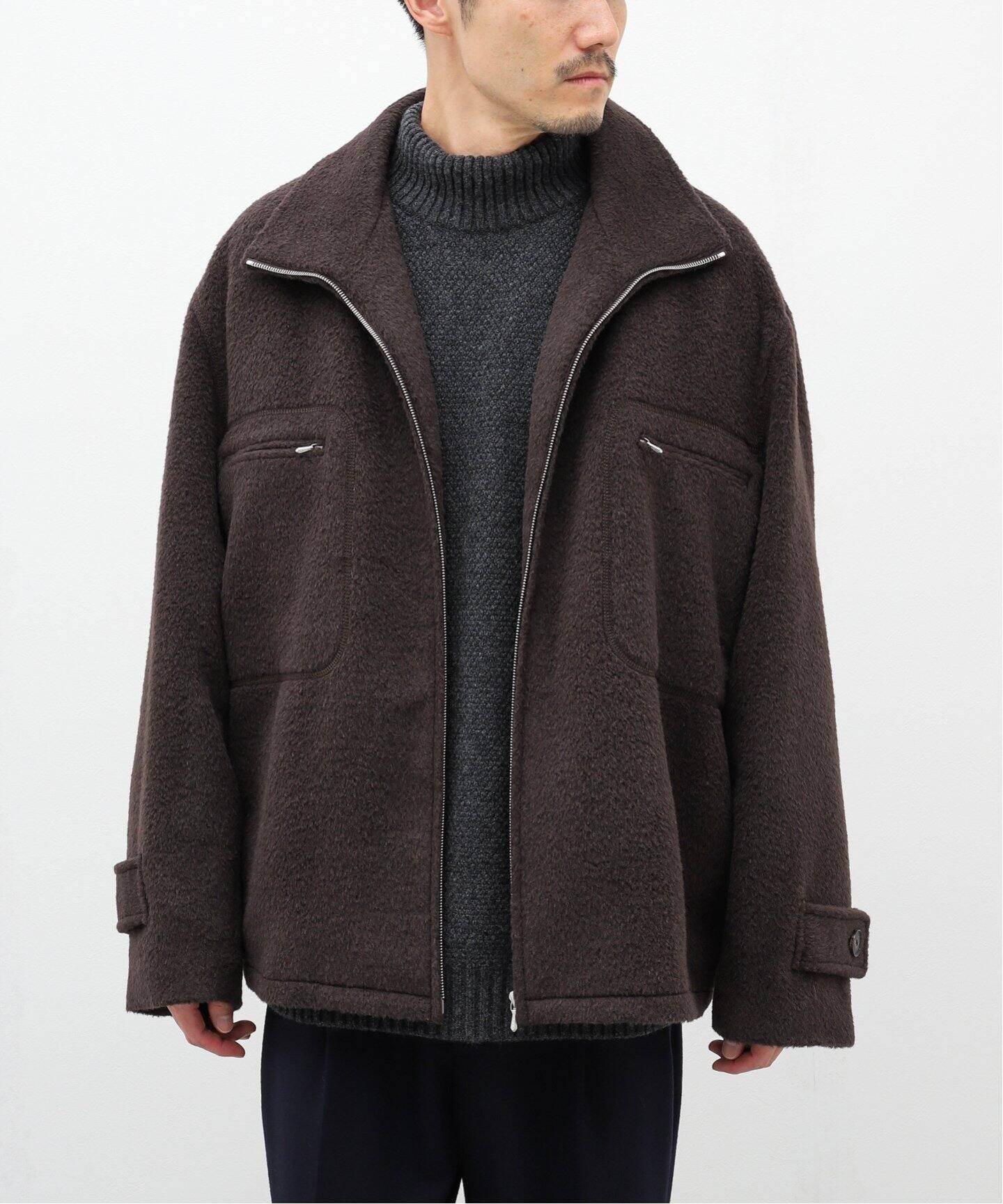 AURALEE / オーラリー】BRUSHED SURI ALPACA MOHAIR JACQUARD ZIP  