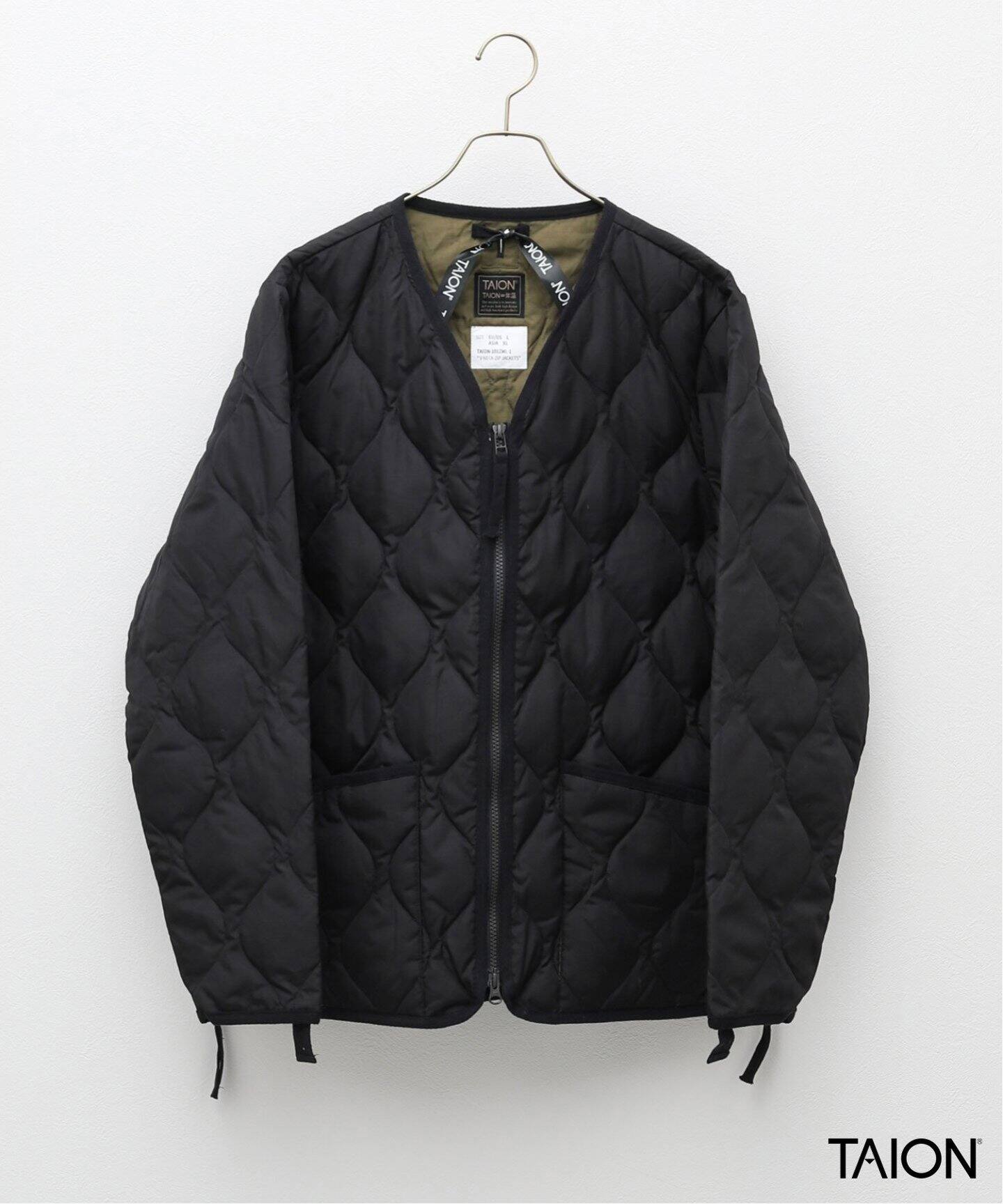 TAION / タイオン】ミリタリー Vネックジップ ダウンジャケット  