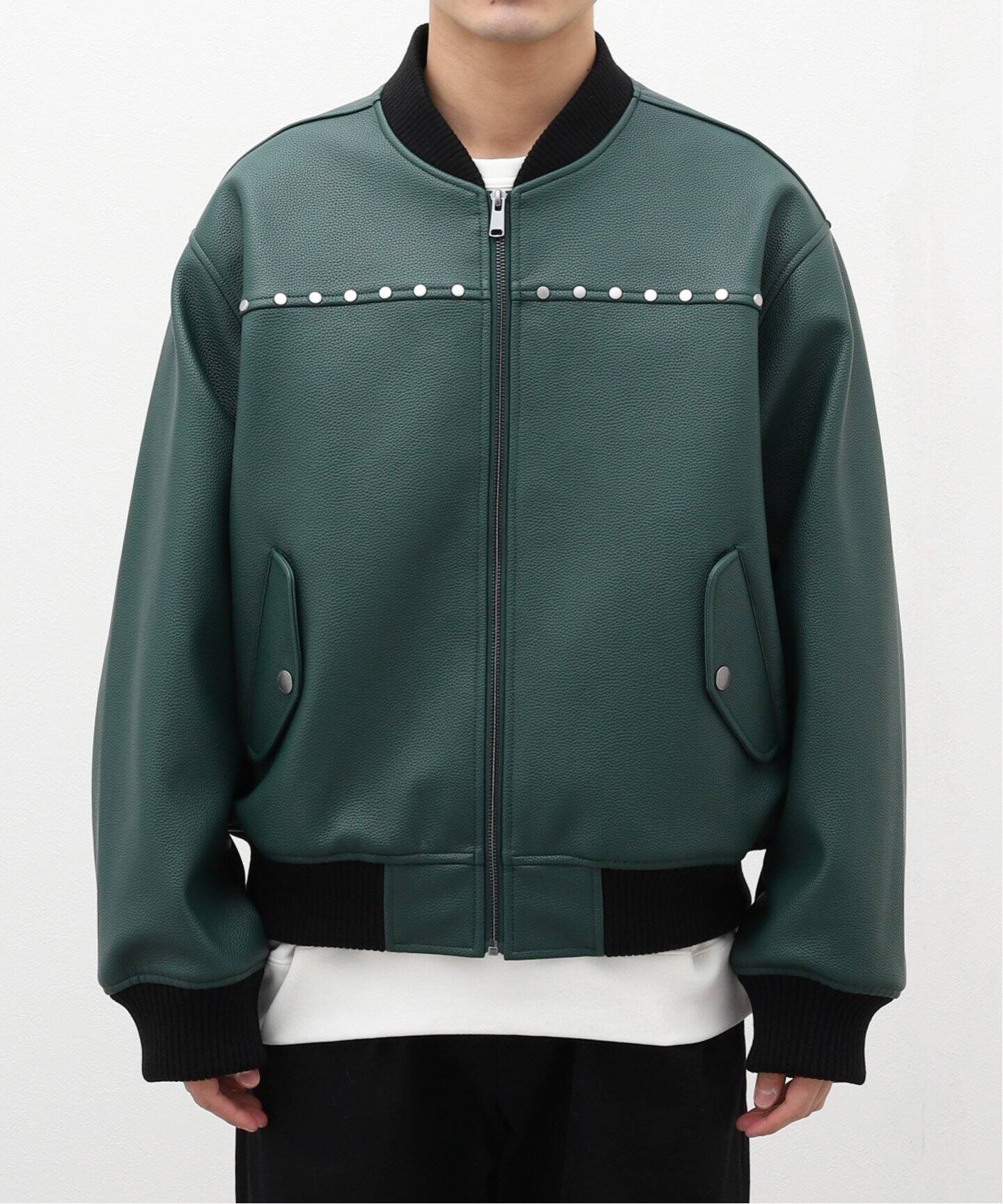 AFB / エーエフビー】STUDDED BOMBER JACKET（レザージャケット 