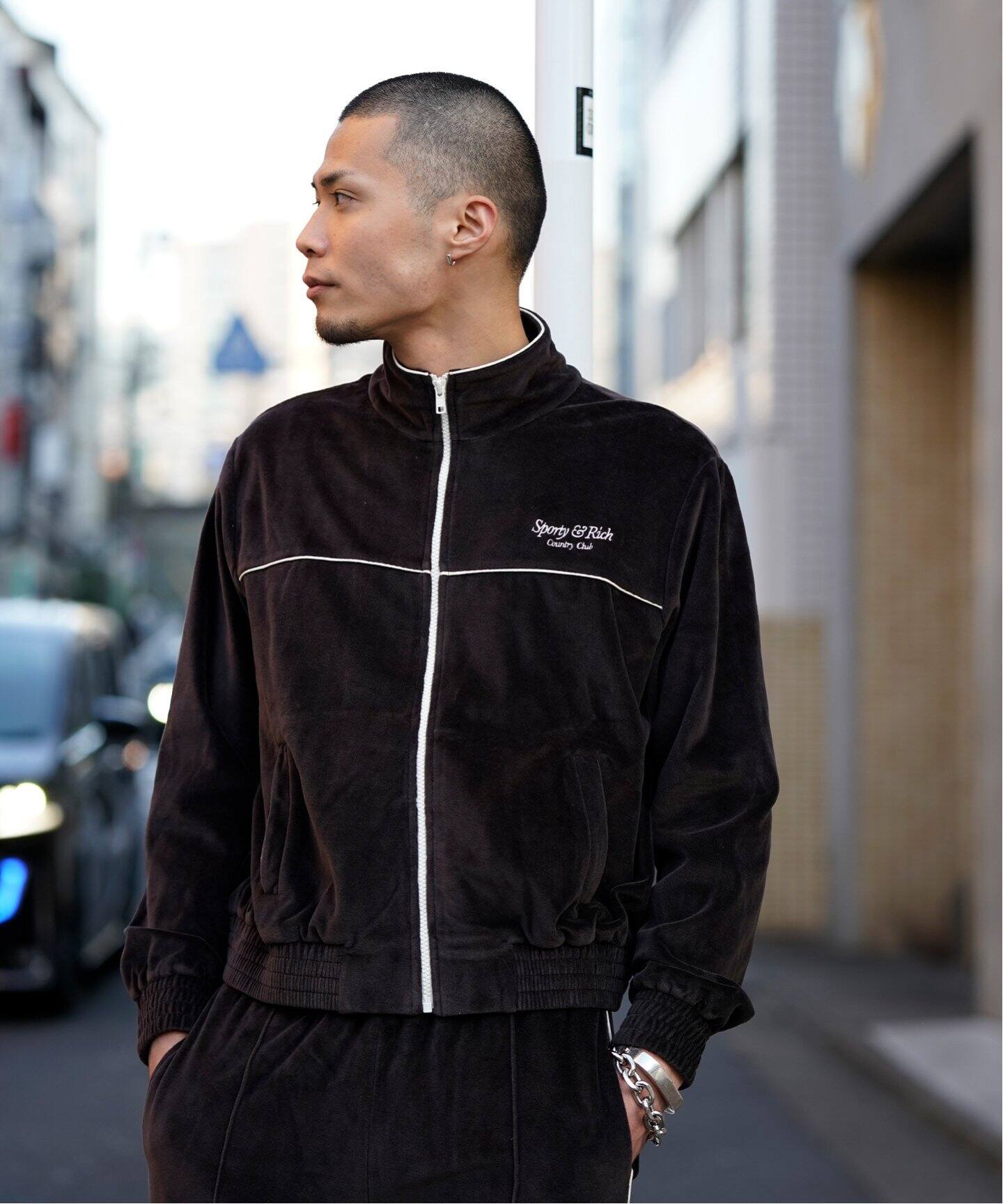 驚きの価格 SPORTY&RICH / TRACK VELOUR スポーティアンドリッチ】SCRIPT ジャケット・アウター
