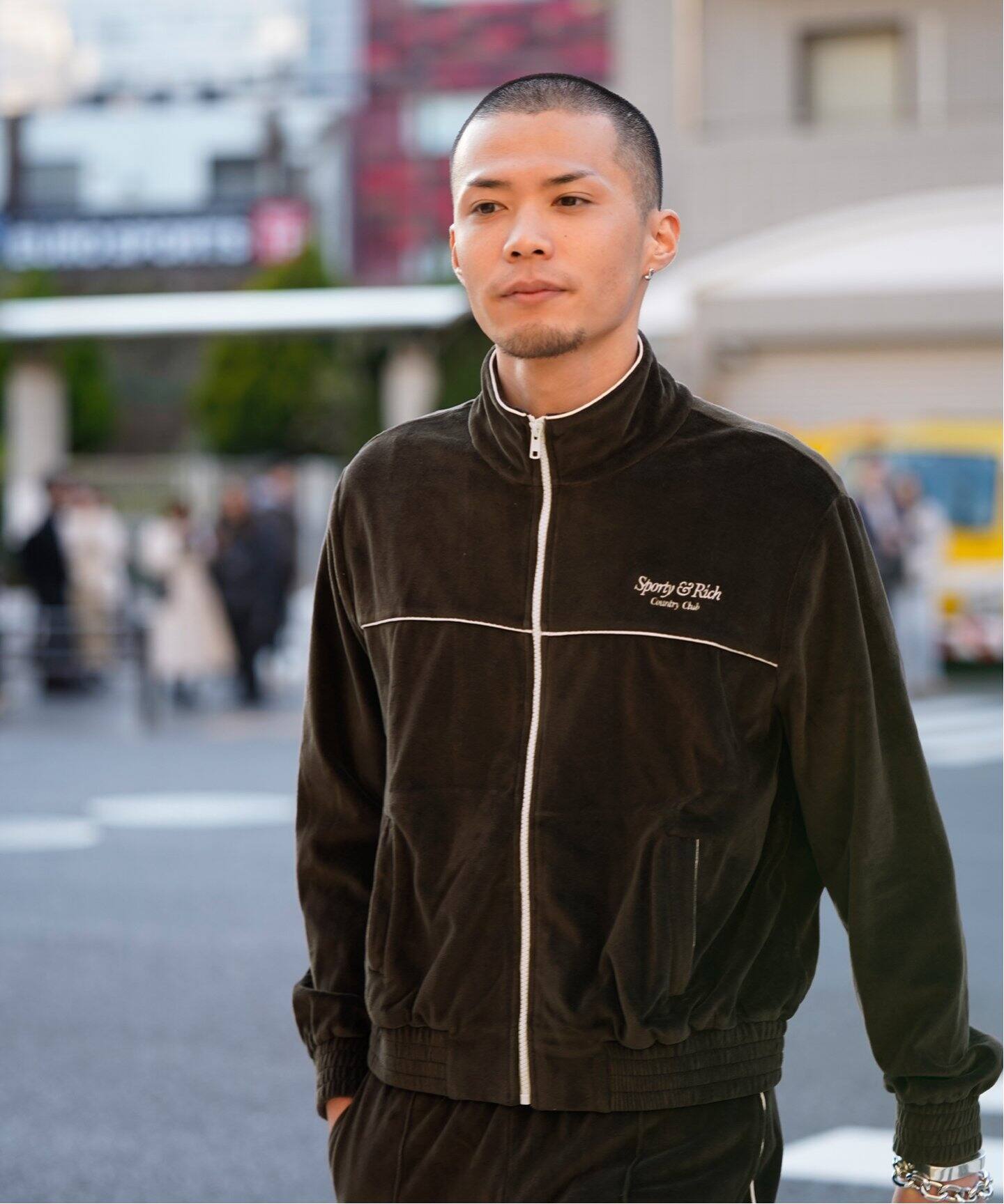 ジャケット・アウター SPORTY&RICH SPORTY VELOUR TRACK JACKET SPORTY&RICH / スポーティアンドリッチ】SCRIPT VELOUR TRACK