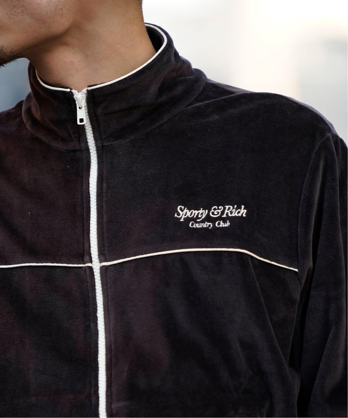 Script Velour Track Jacket - Chocolate/Cream – Sporty & Rich